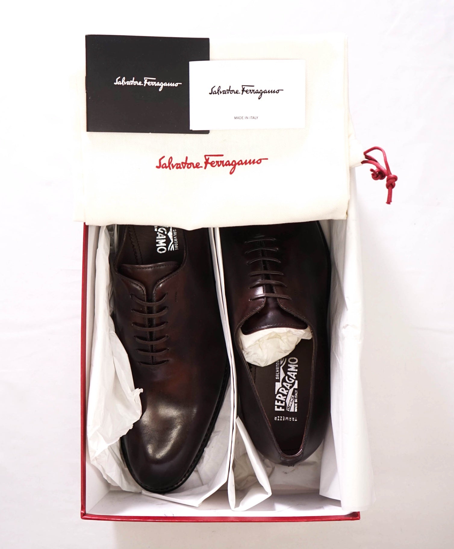$1,495 FERRAGAMO TRAMEZZA - Brown Leather "ANGIOLO" Oxfords - 9 EE