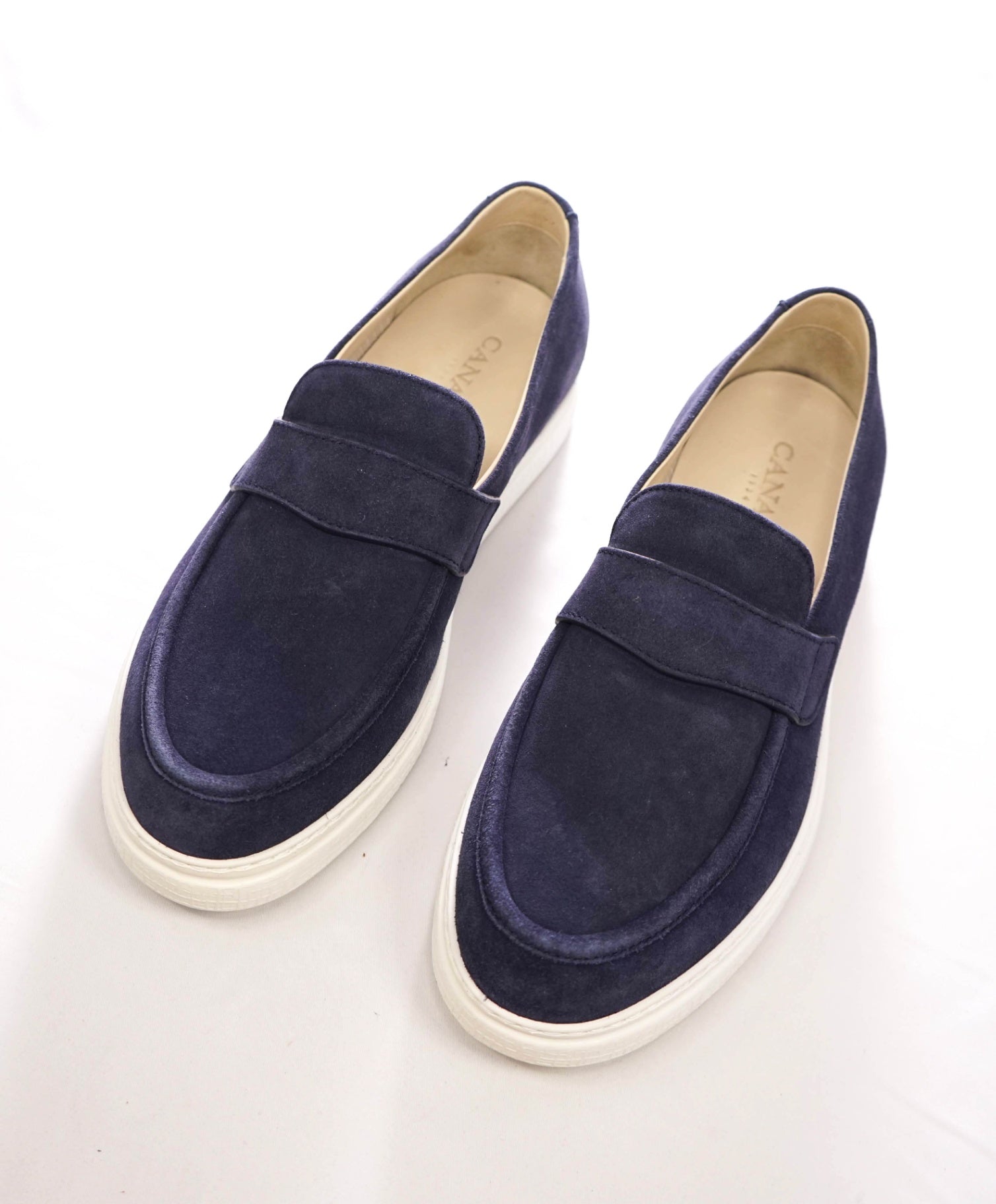 $750 CANALI - Navy Blue Suede Penny Loafer - US 9 (EU42)