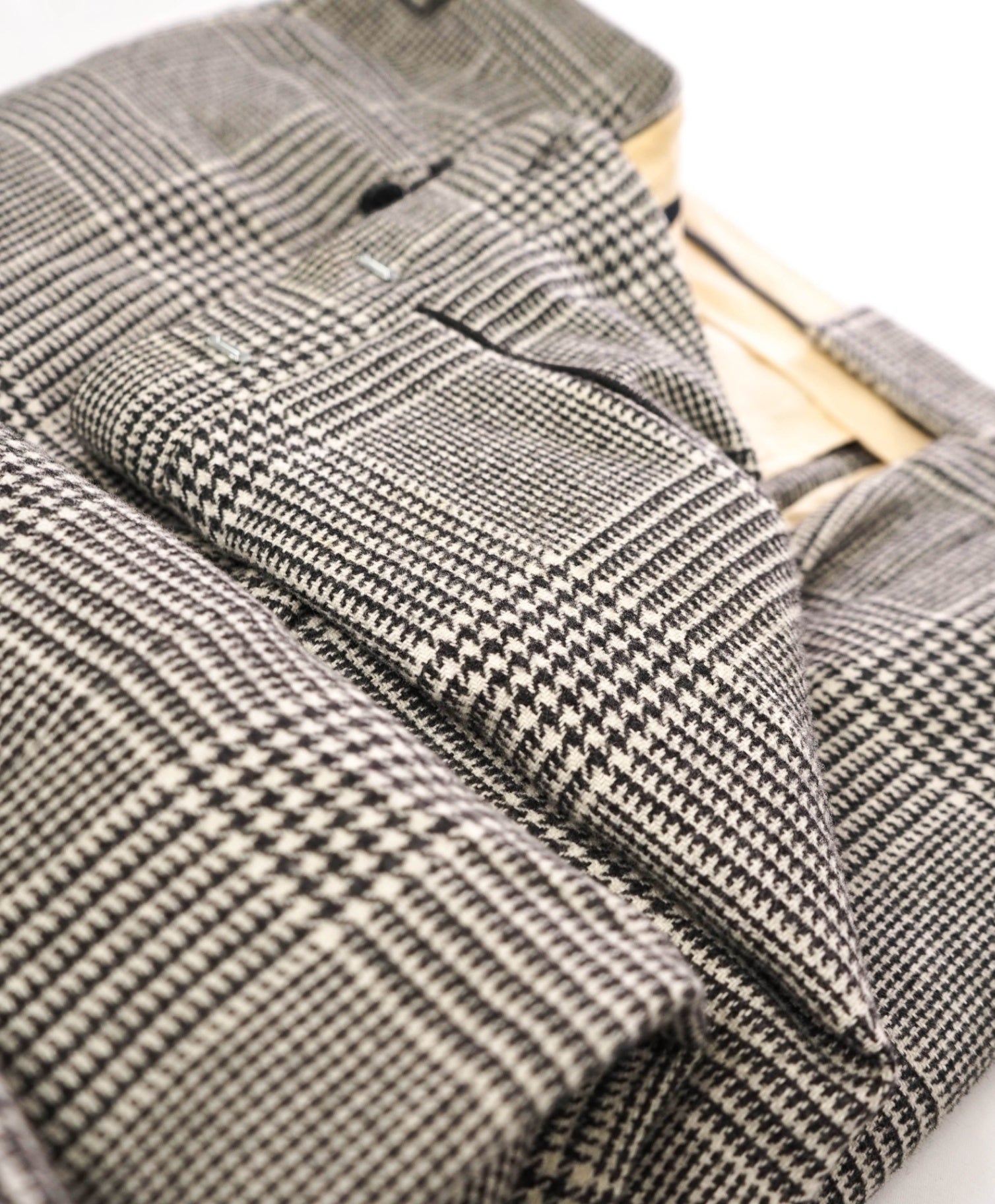 $335 GANT - Black/White Plaid Flannel Ivory Lining Wool Pants - 36W