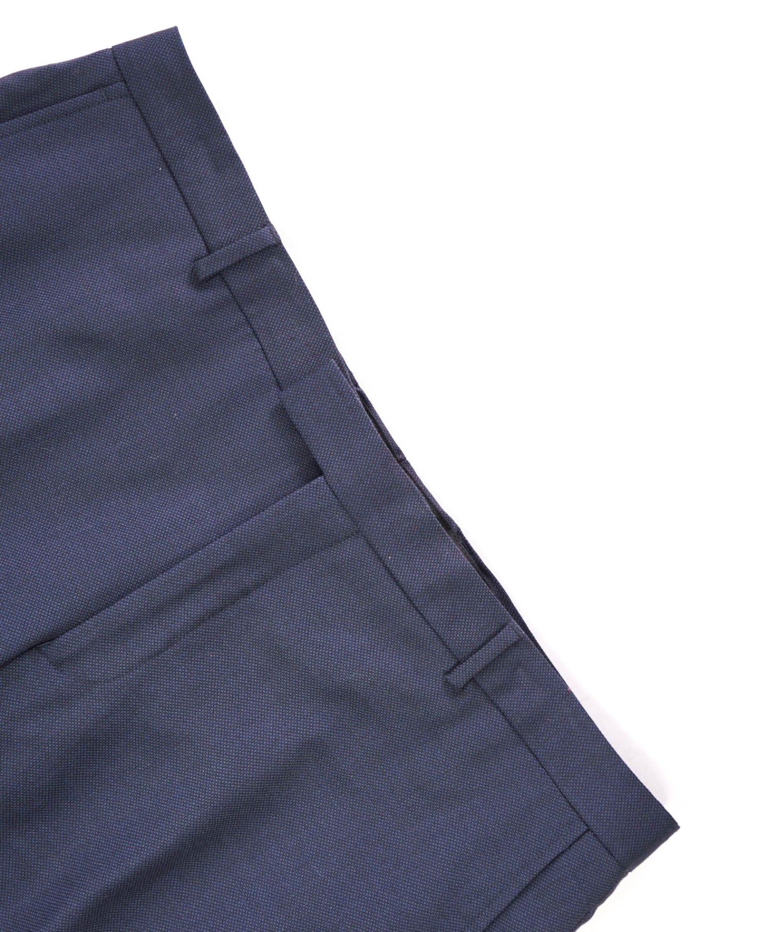 $225 HARDY AMIES - "Slim Fit" Navy Birdseye Flat Front Dress Pants - 40W