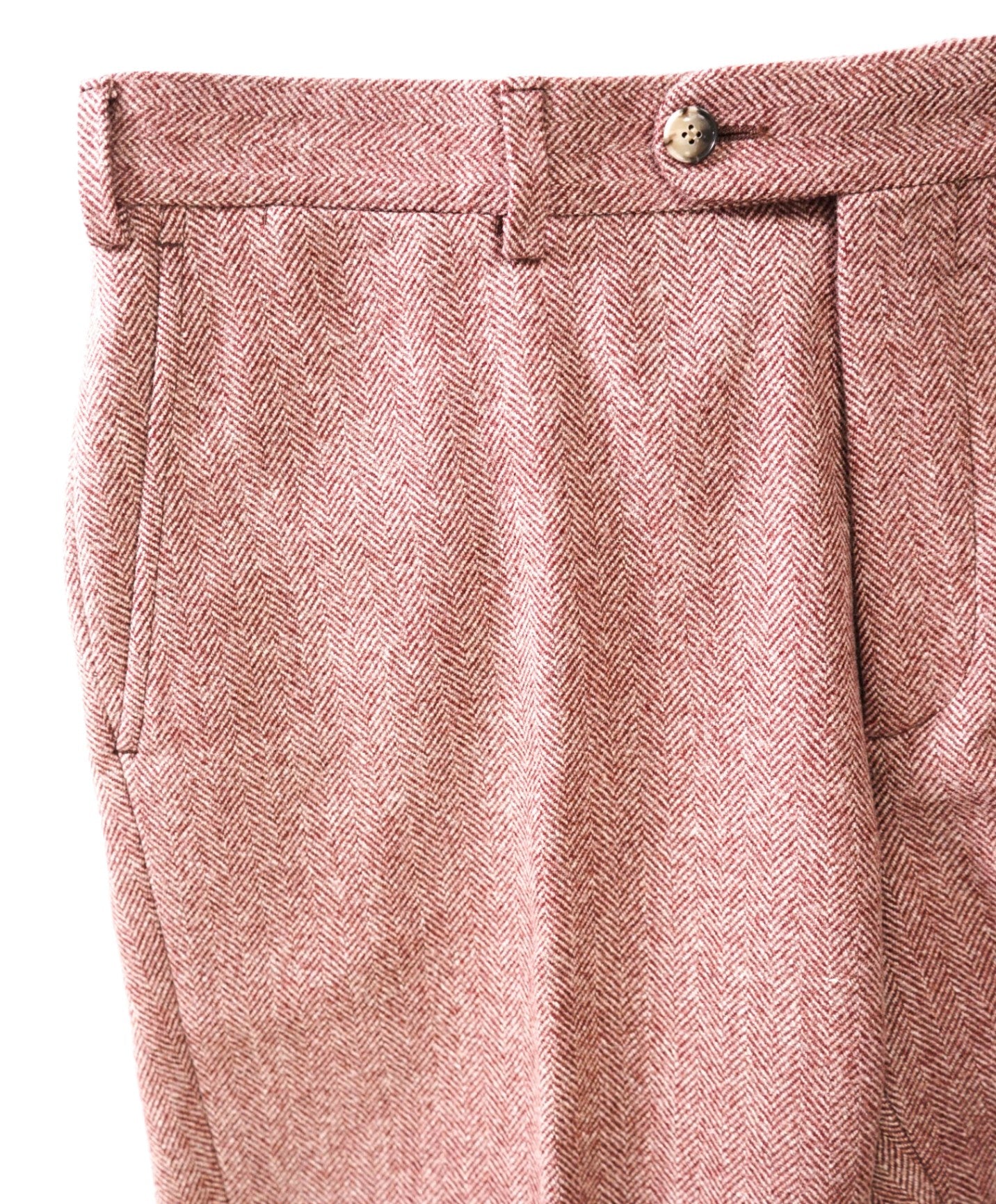 $200 SUITSUPPLY - Pink (Red//White) Herringbone Wool Pants - 36W