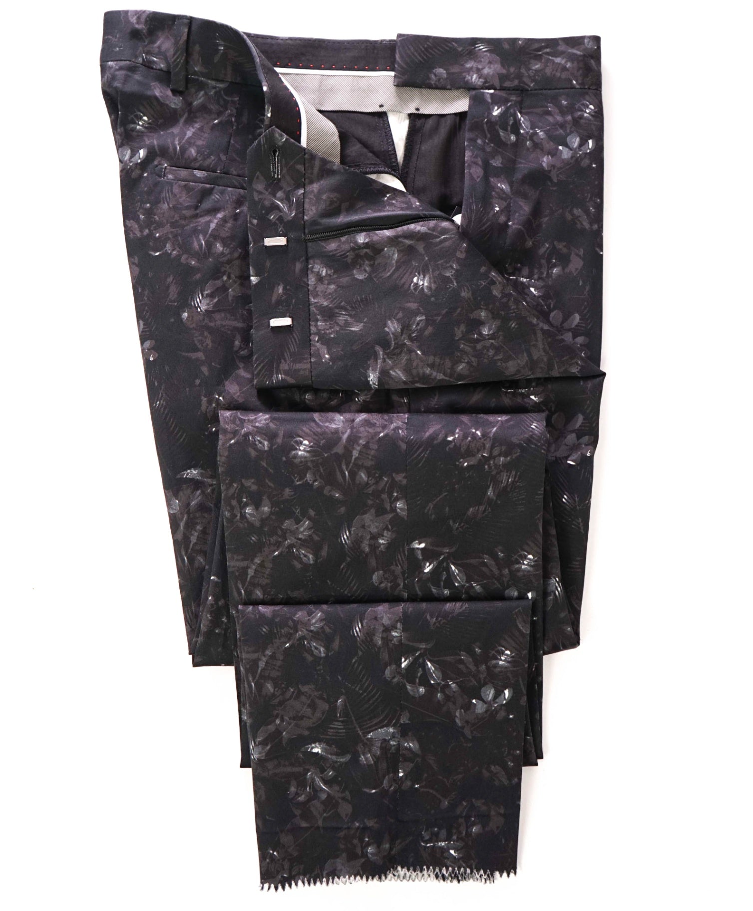 $325 STRELLSON - Black/Gray Floral Extra Slim Fit Cotton Chinos - 33W