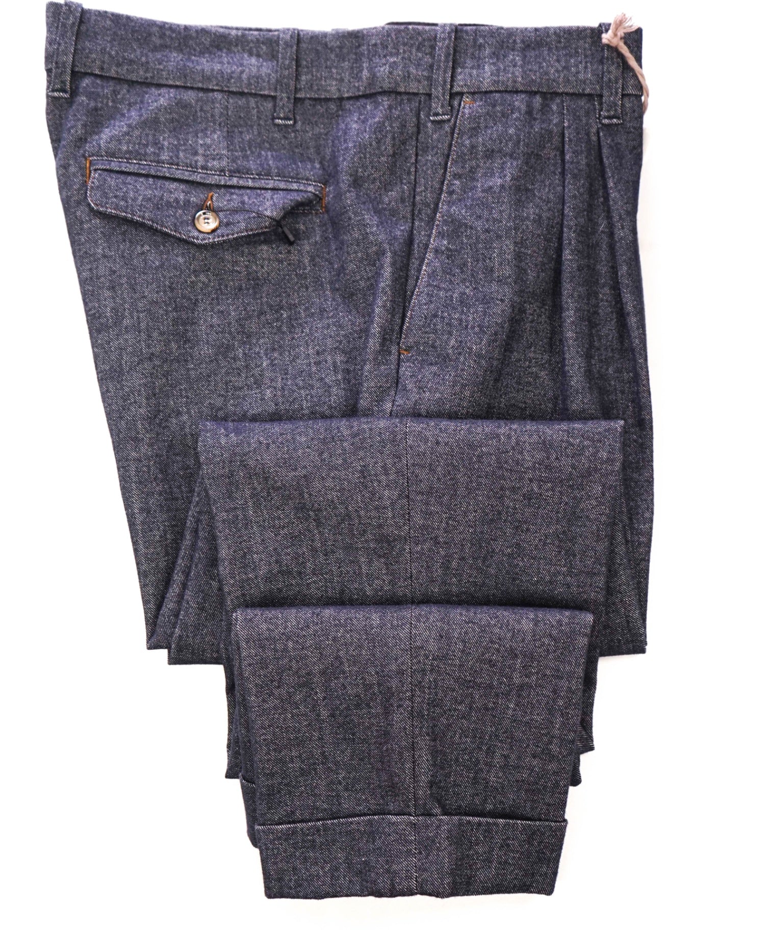 $395 ELEVENTY - Navy Cotton/Wool Denim Dress Pants - 34W