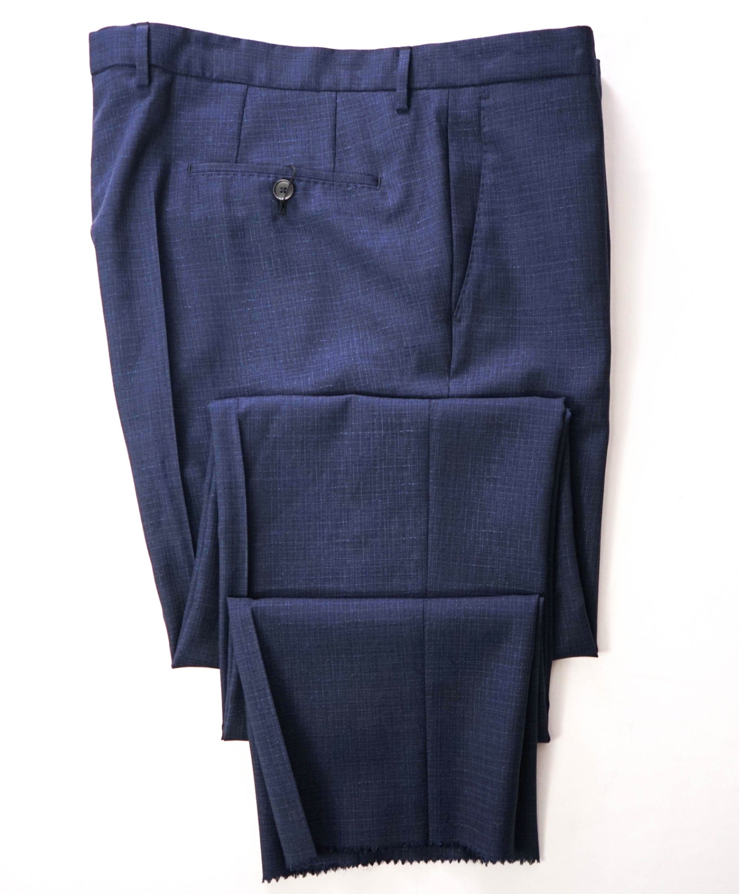 $295 HUGO BOSS - Navy Blue Crosshatch Wool Pants - 39W