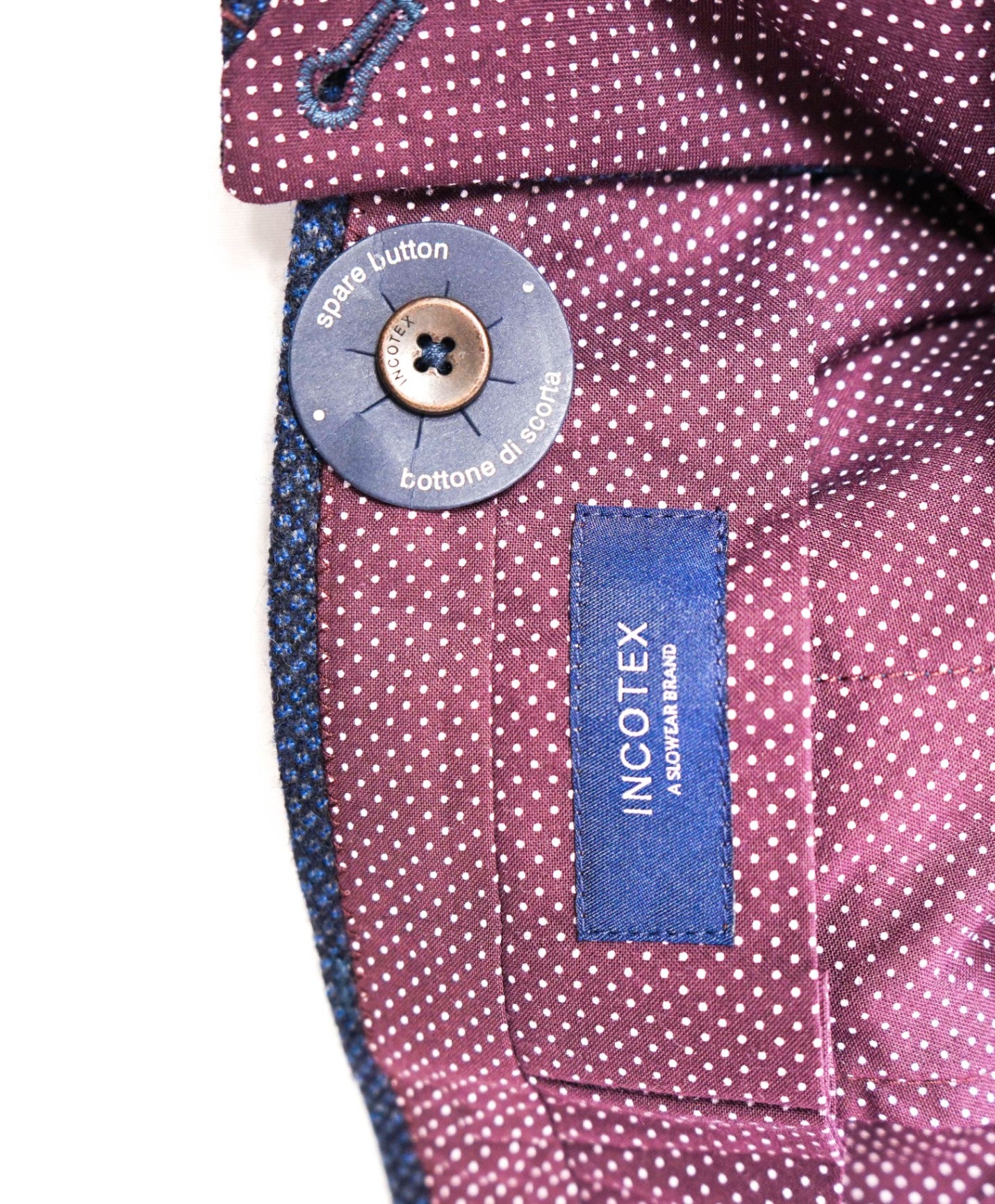 $460 INCOTEX - Diamond Navy Blue Wool Slim Fit Pants - 37W