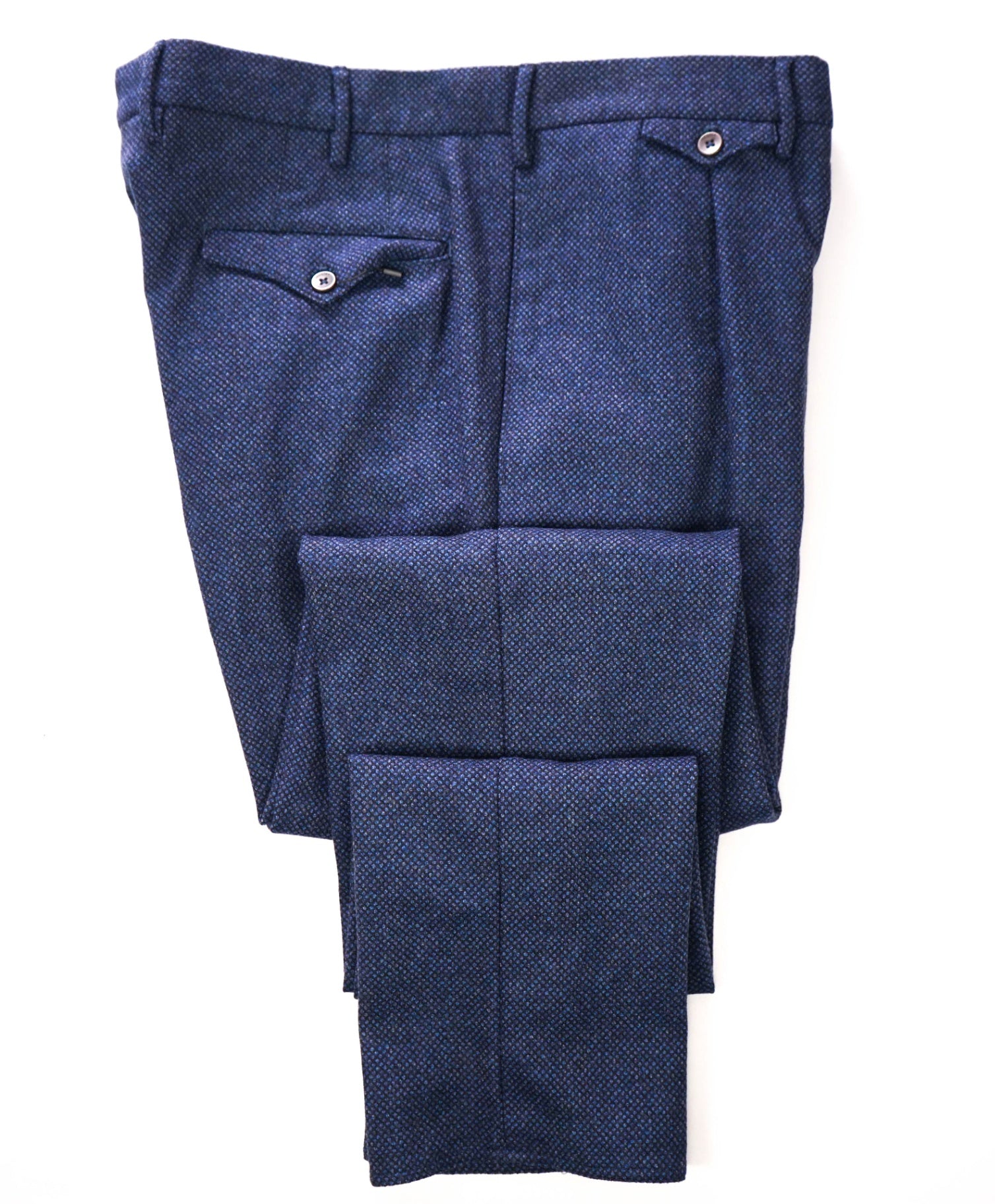 $460 INCOTEX - Diamond Navy Blue Wool Slim Fit Pants - 37W