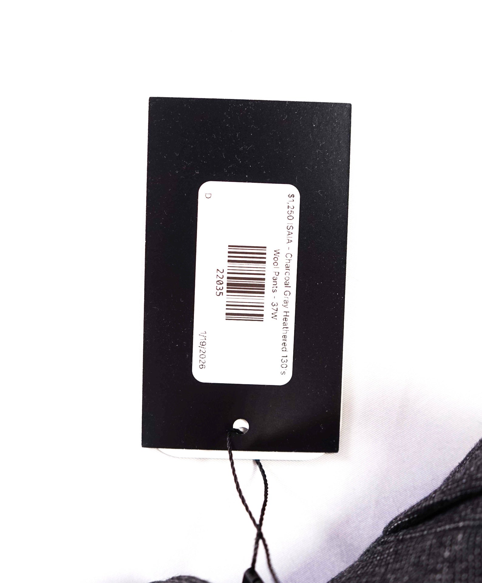 $1,250 ISAIA - Charcoal Heathered 130's Wool Side Tab Pants - 36W