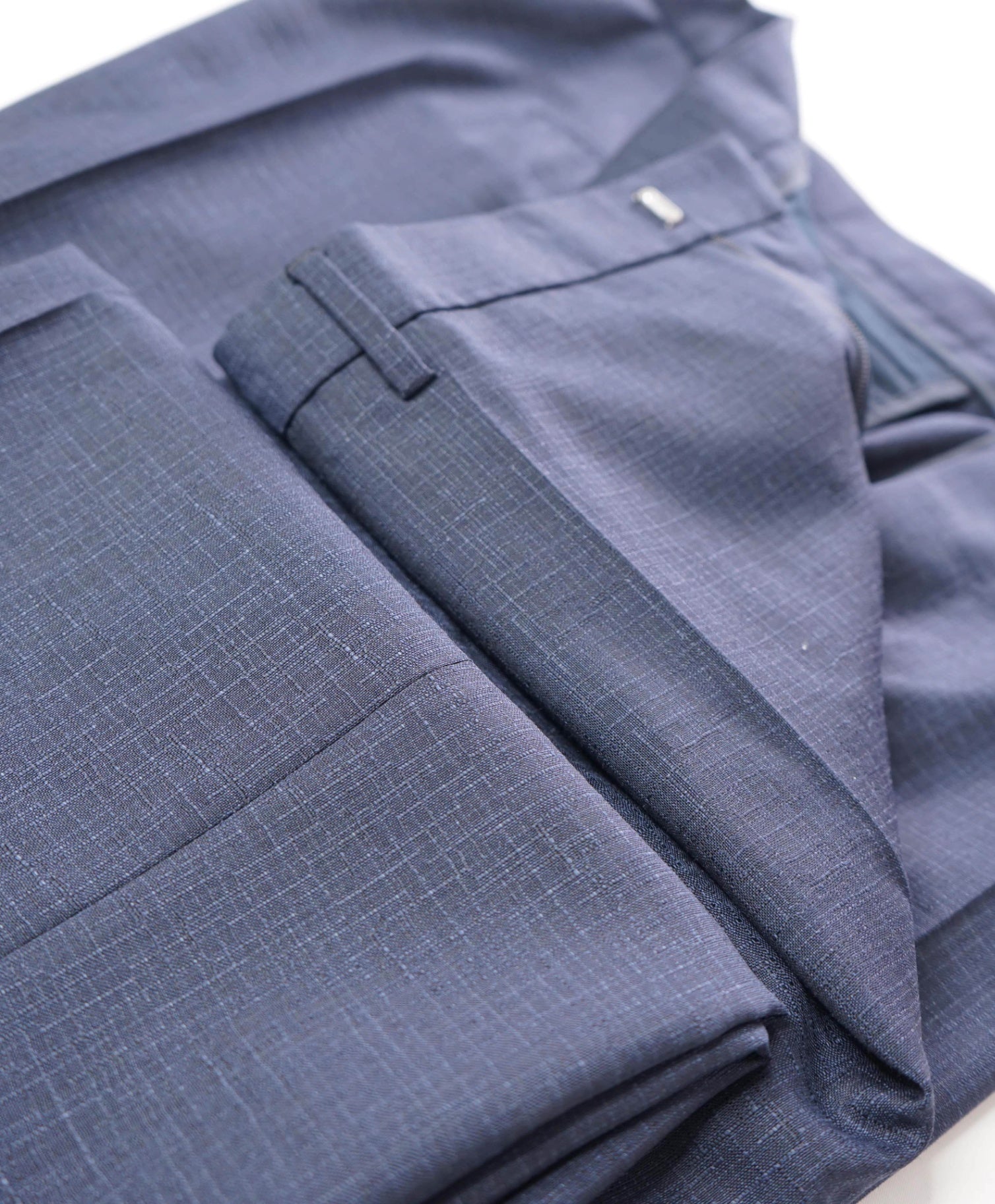 $295 HUGO BOSS - Navy Blue Crosshatch Wool Pants - 39W