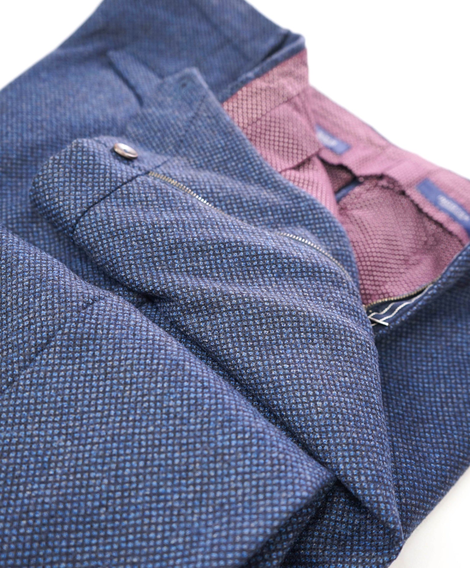 $460 INCOTEX - Diamond Navy Blue Wool Slim Fit Pants - 37W
