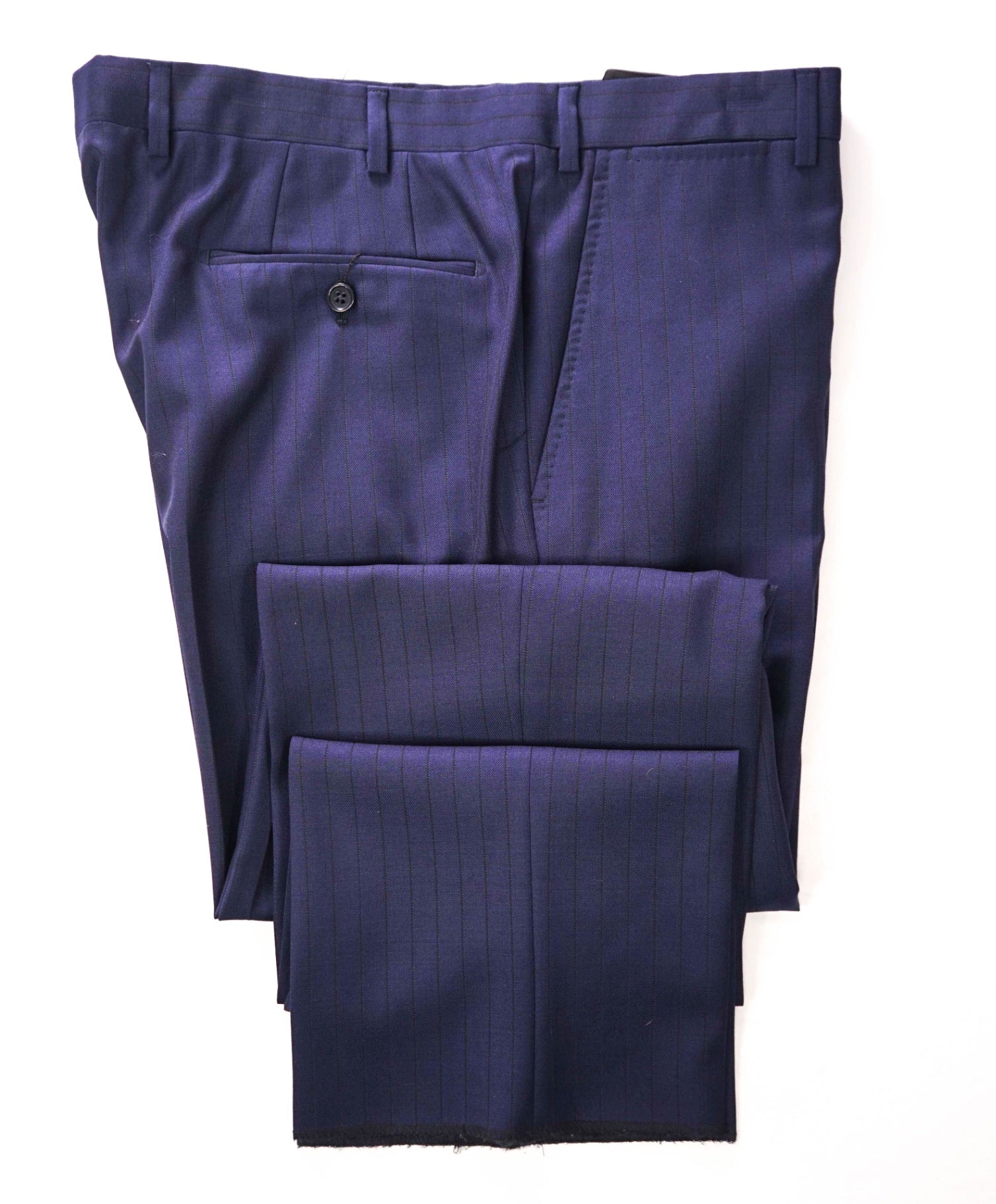 $495 ARMANI COLLEZIONI - Navy Tonal Blue Stripe Wool Pants - 36W