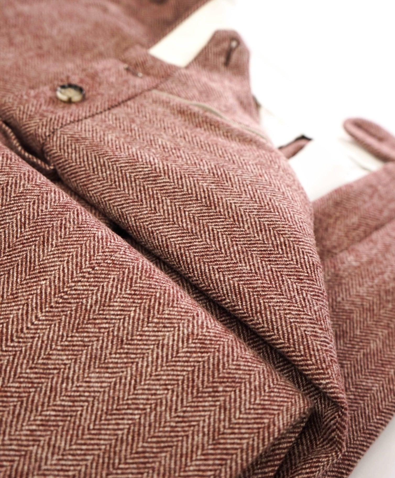 $200 SUITSUPPLY - Pink (Red//White) Herringbone Wool Pants - 36W