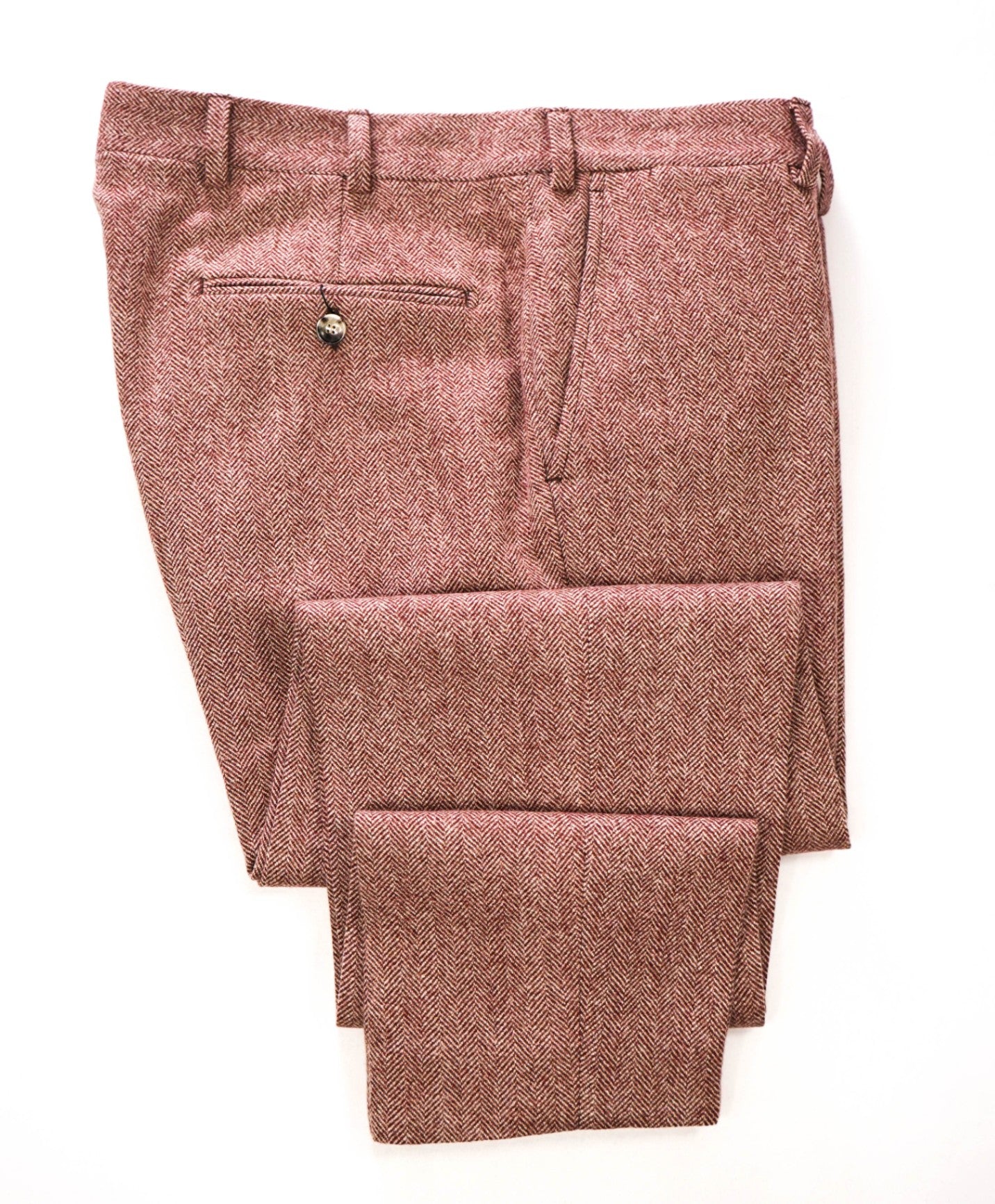 $200 SUITSUPPLY - Pink (Red//White) Herringbone Wool Pants - 36W