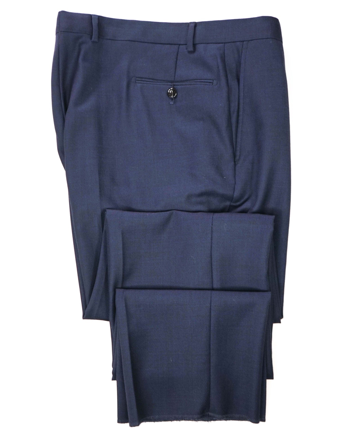 $225 HARDY AMIES - "Slim Fit" Navy Birdseye Flat Front Dress Pants - 40W