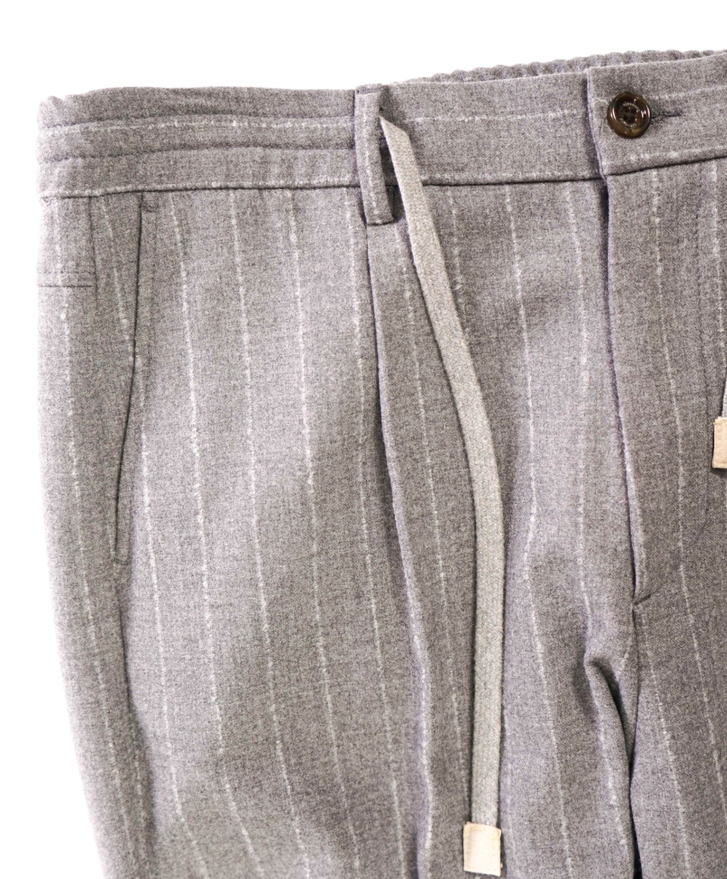 $545 ELEVENTY Jogger *Drawstring* Gray Chalk Stripe Wool Pants - 34W