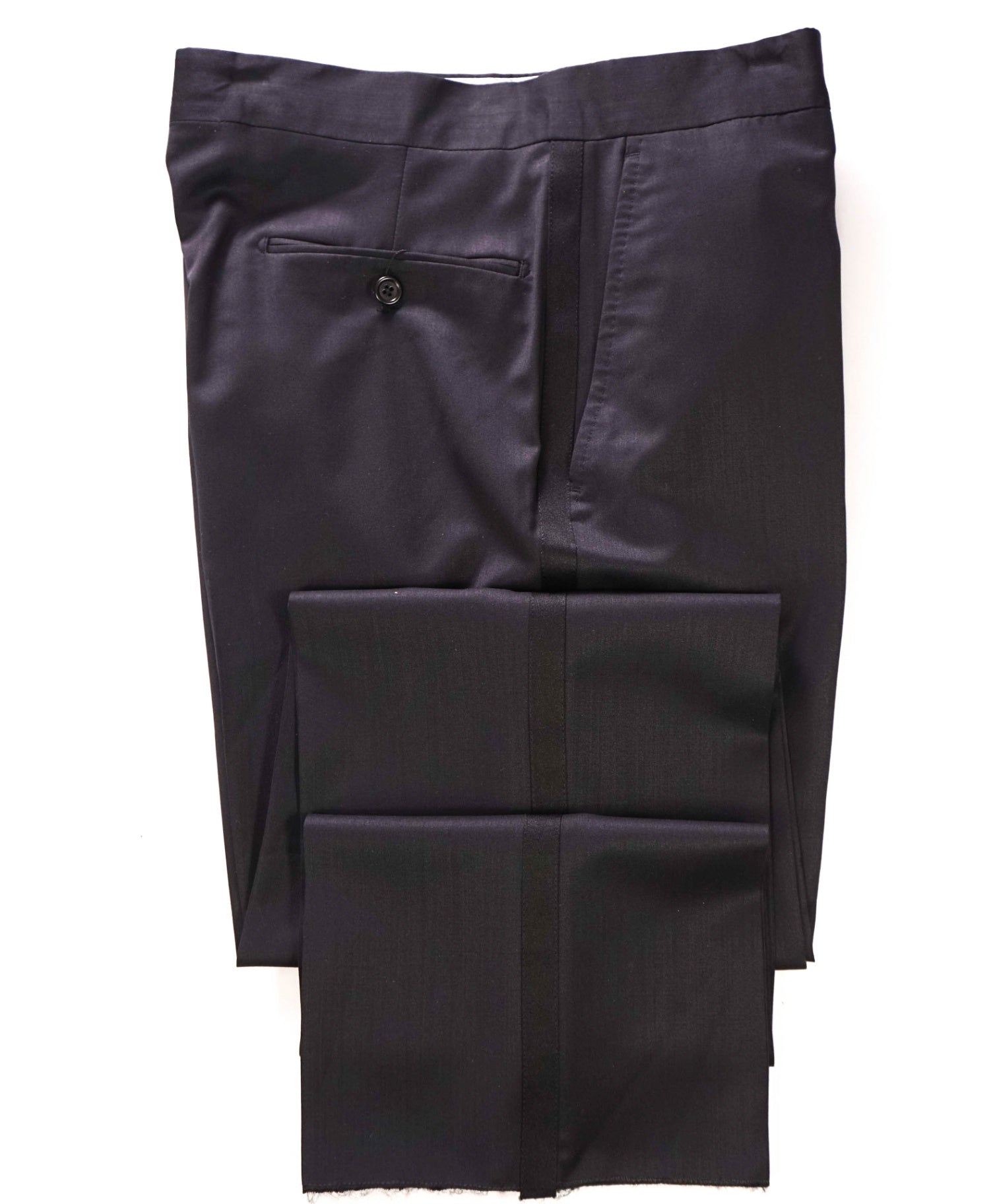 $535 SAKS FIFTH AVENUE - Black Wool/Silk Tuxedo Pants - 32W (38 D6)