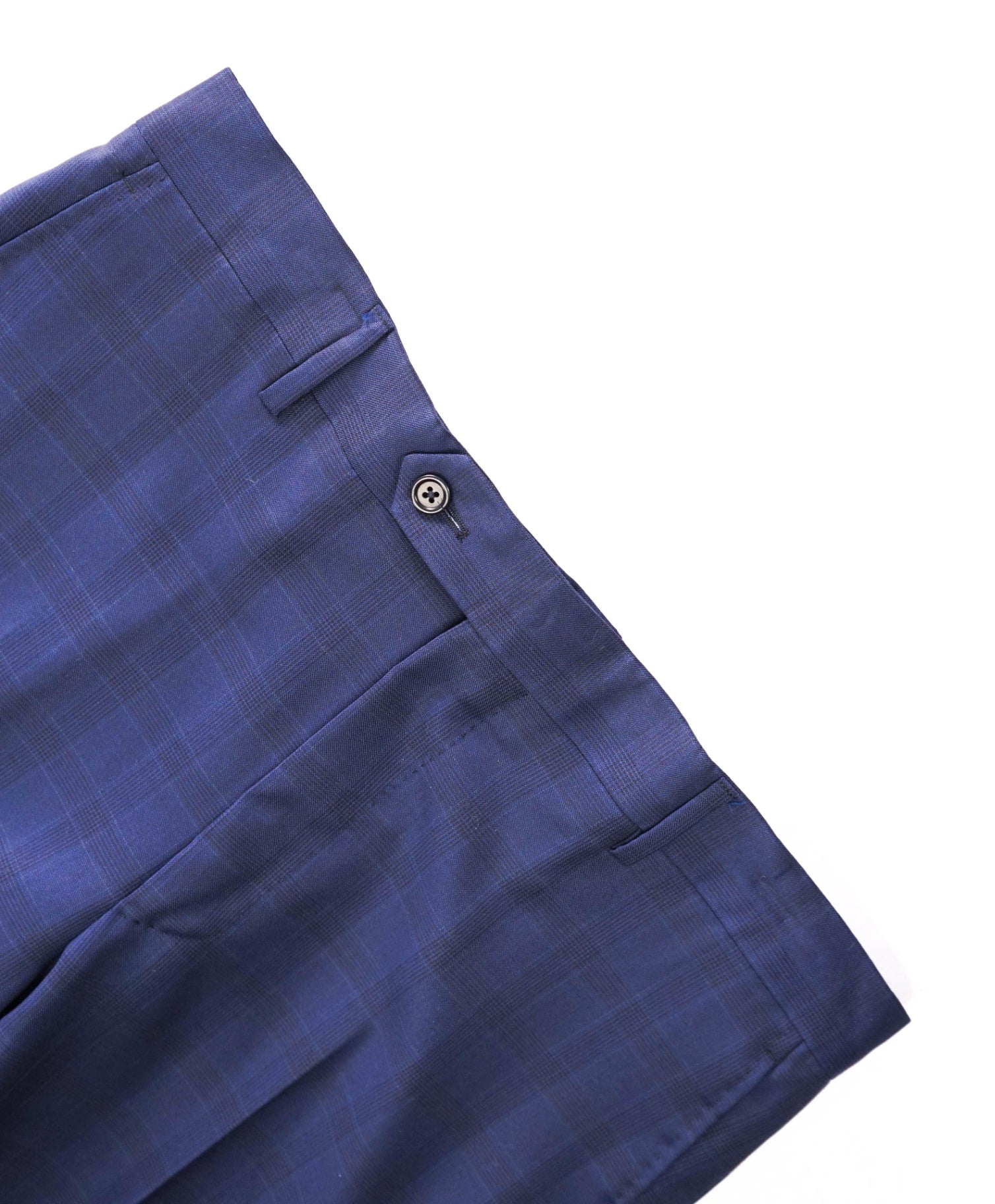 $425 SAKS FIFTH AVENUE - Navy Blue Plaid Wool Pants - 34W