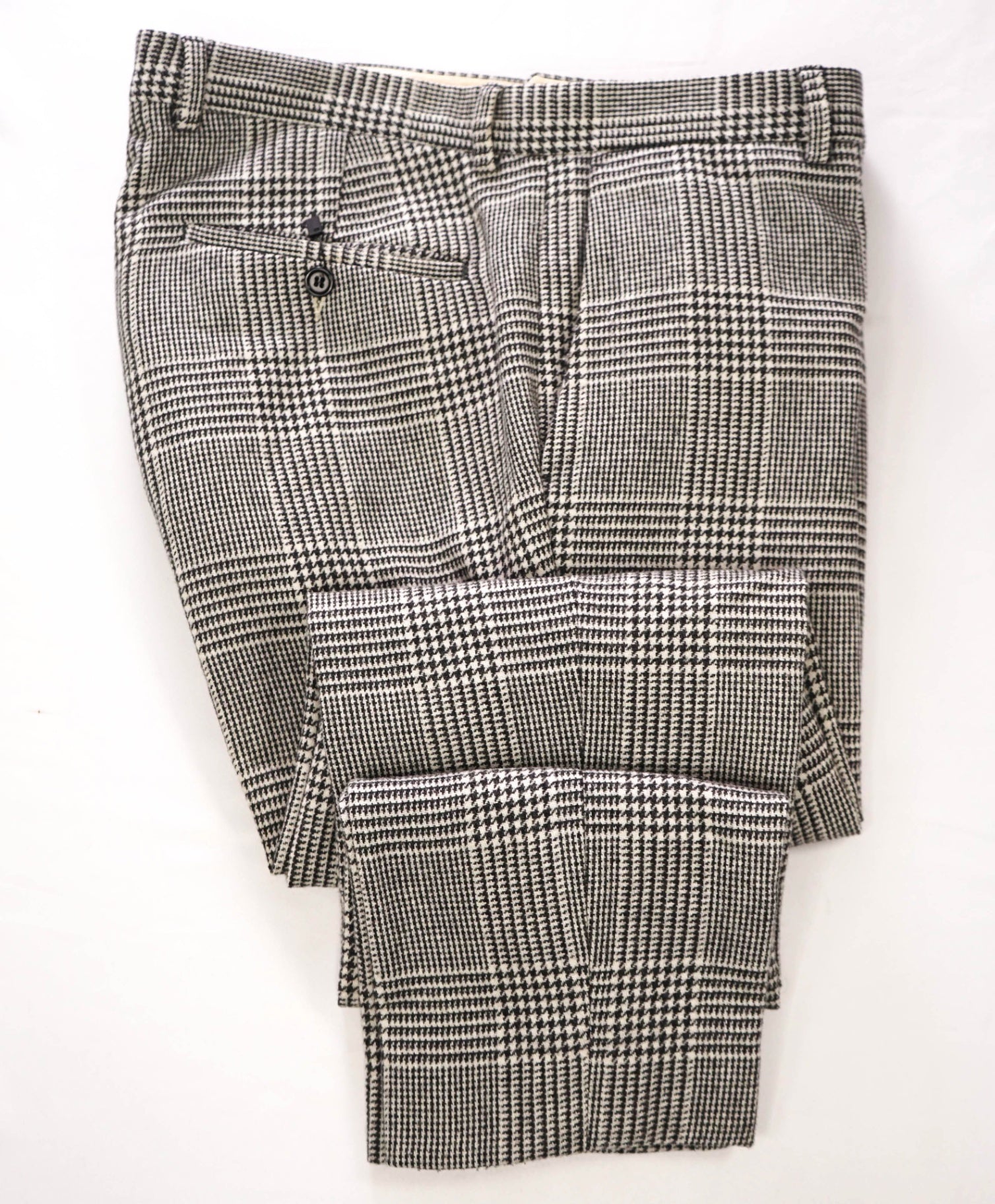 $335 GANT - Black/White Plaid Flannel Ivory Lining Wool Pants - 36W