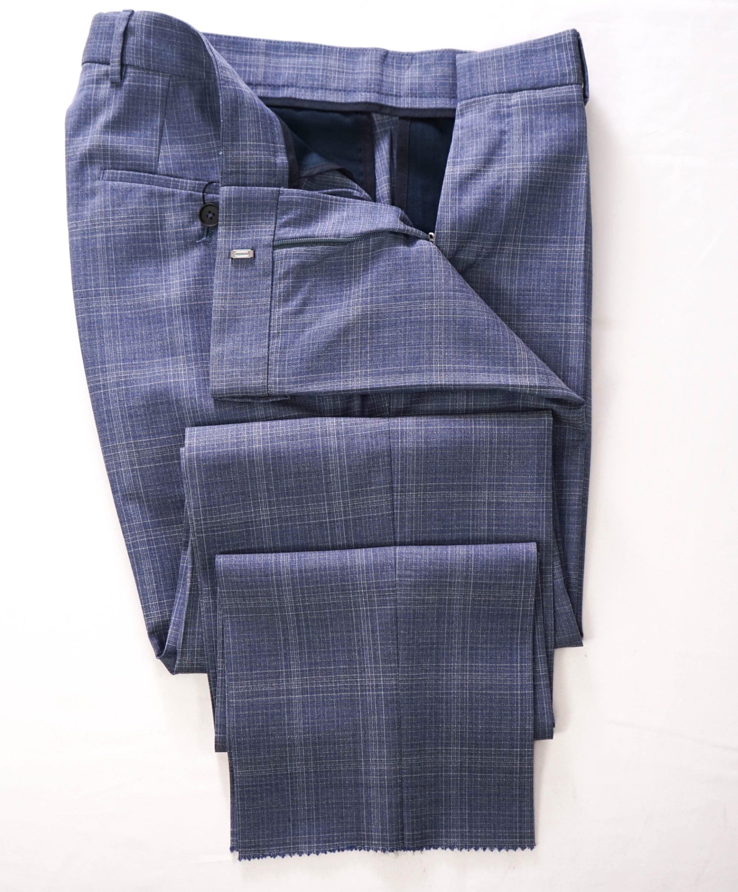 $295 HUGO BOSS - Blue Plaid Wool Pants - 32W
