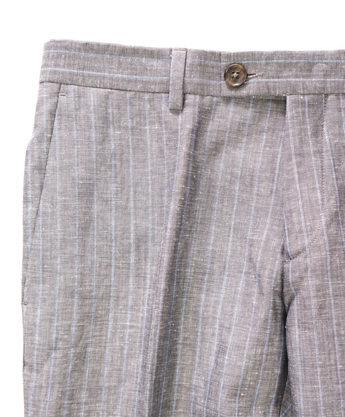 $290 FACONNABLE - Gray Stripe Wool/Linen Flat Front Dress Pants - 32W