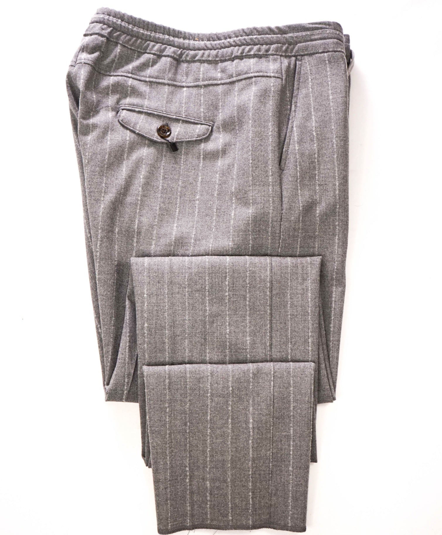 $545 ELEVENTY Jogger *Drawstring* Gray Chalk Stripe Wool Pants - 34W