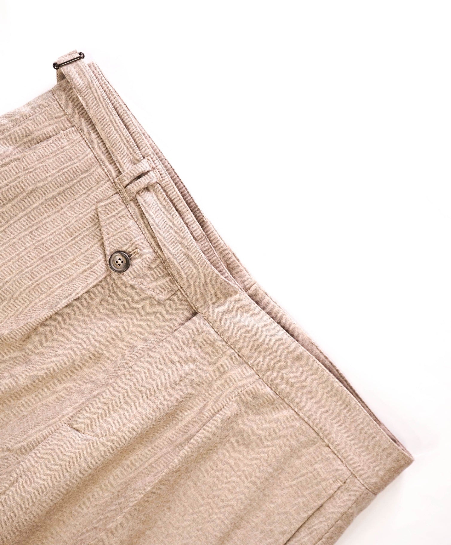 $695 ELEVENTY - Neutral Herringbone Wool Belted Pants - 35W
