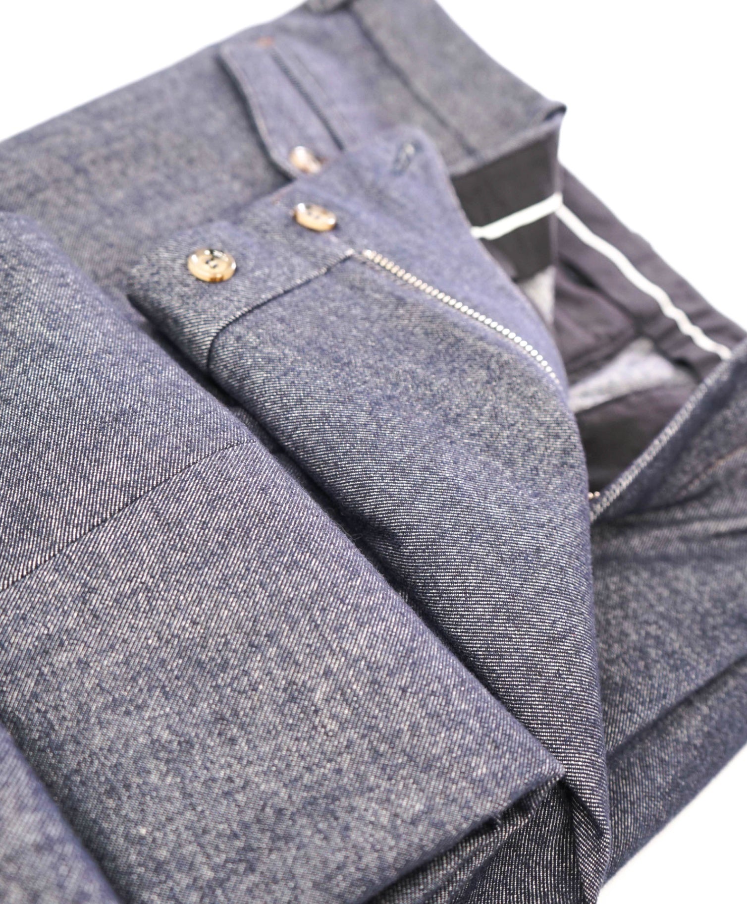 $395 ELEVENTY - Navy Cotton/Wool Denim Dress Pants - 34W