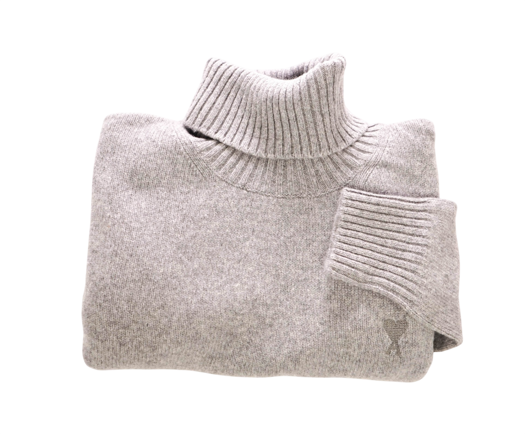 $748 AMI - Gray 97% Cashmere Turtleneck Sweater - Unisex (Mens M)