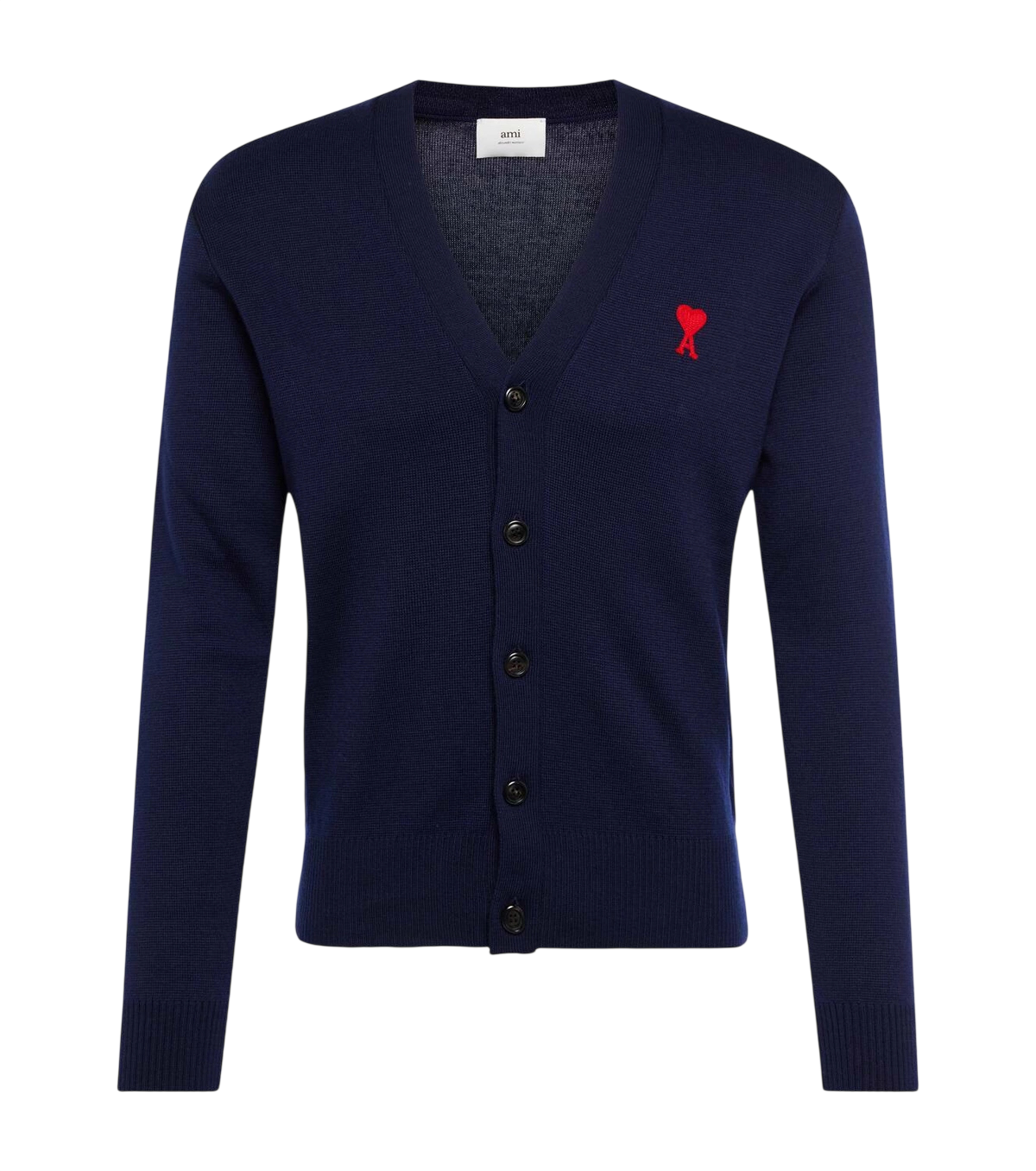 $600 AMI - Navy Blue Merino Wool Cardigan - XL