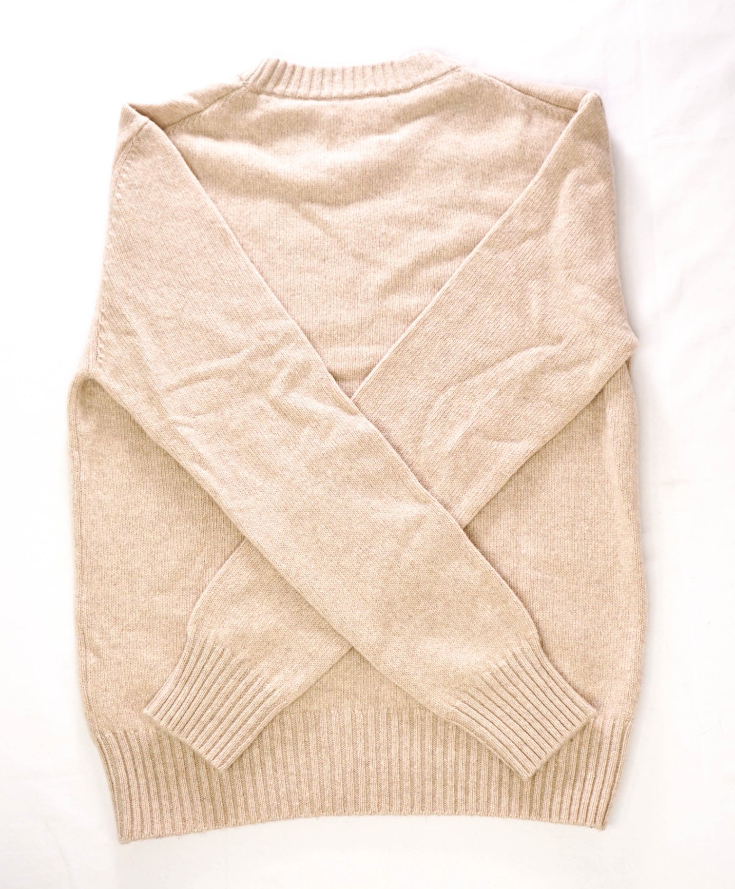 $605 AMI - Beige Neutral *97% CASHMERE* Crew Neck Sweater - M