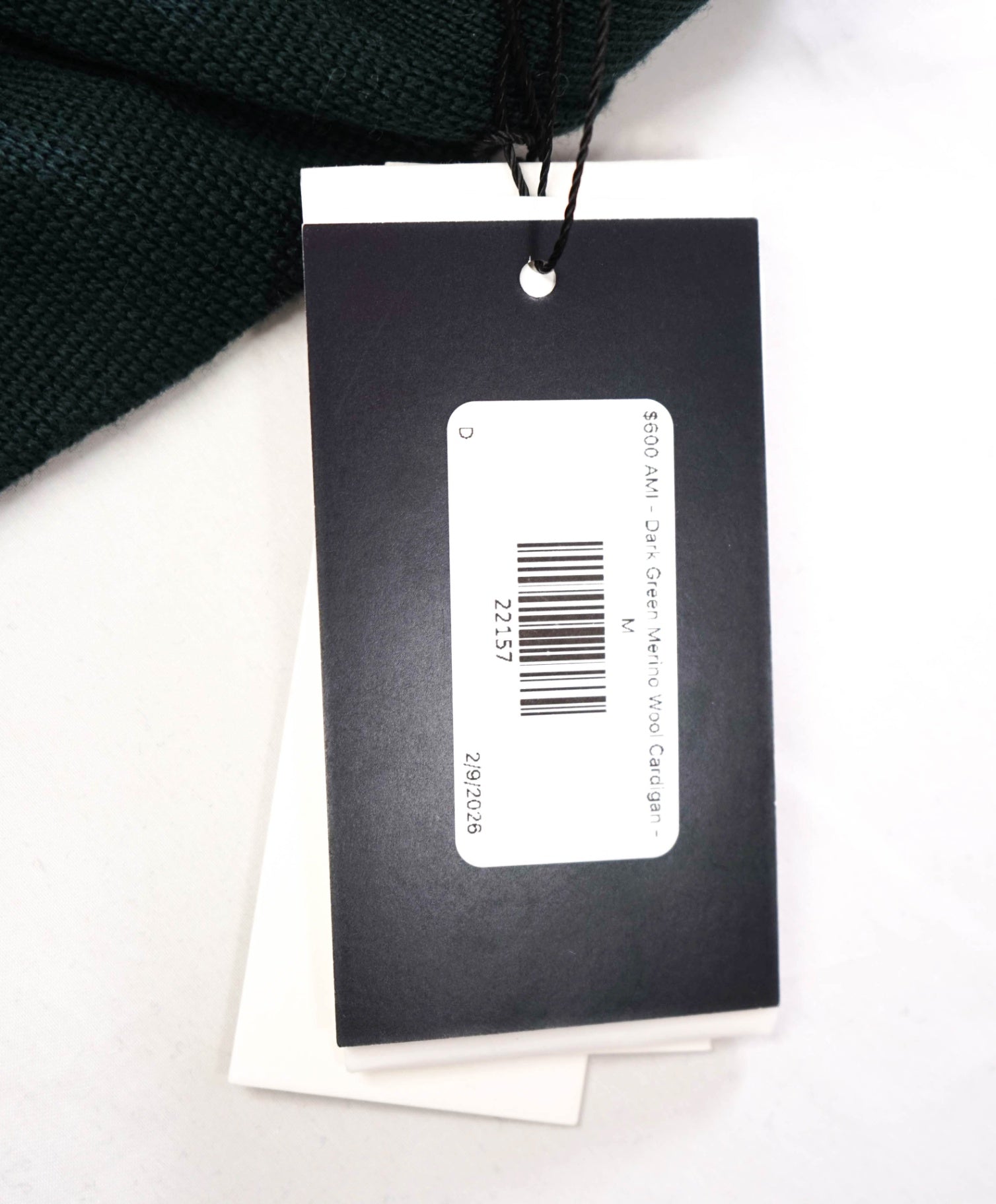 $600 AMI - Dark Green Merino Wool Cardigan - M