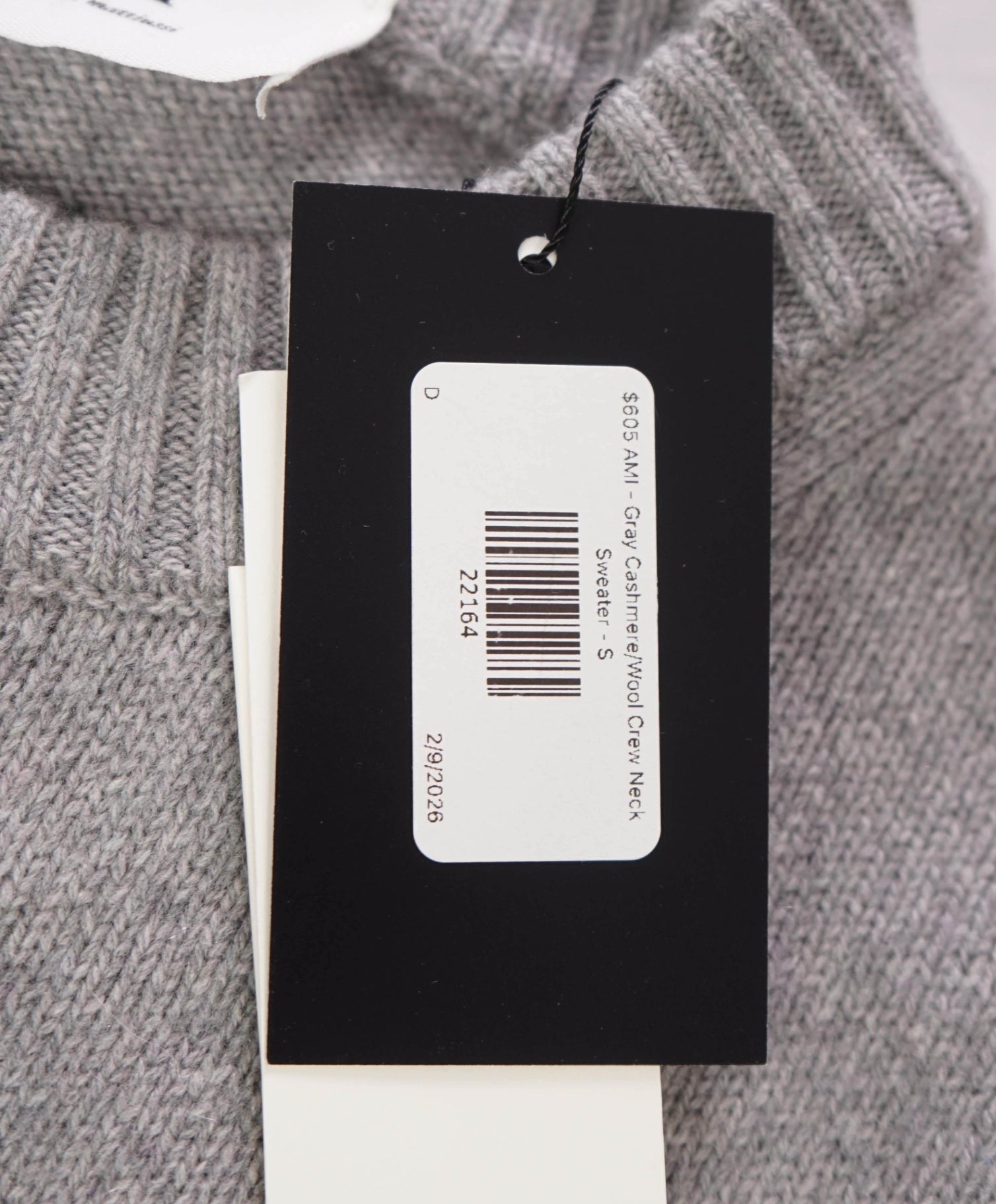 $605 AMI - Gray 97% CASHMERE Crew Neck Sweater - Mens S (Unisex)
