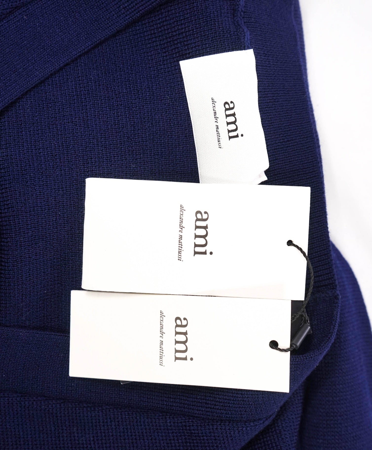 $600 AMI - Navy Blue Merino Wool Cardigan - XL