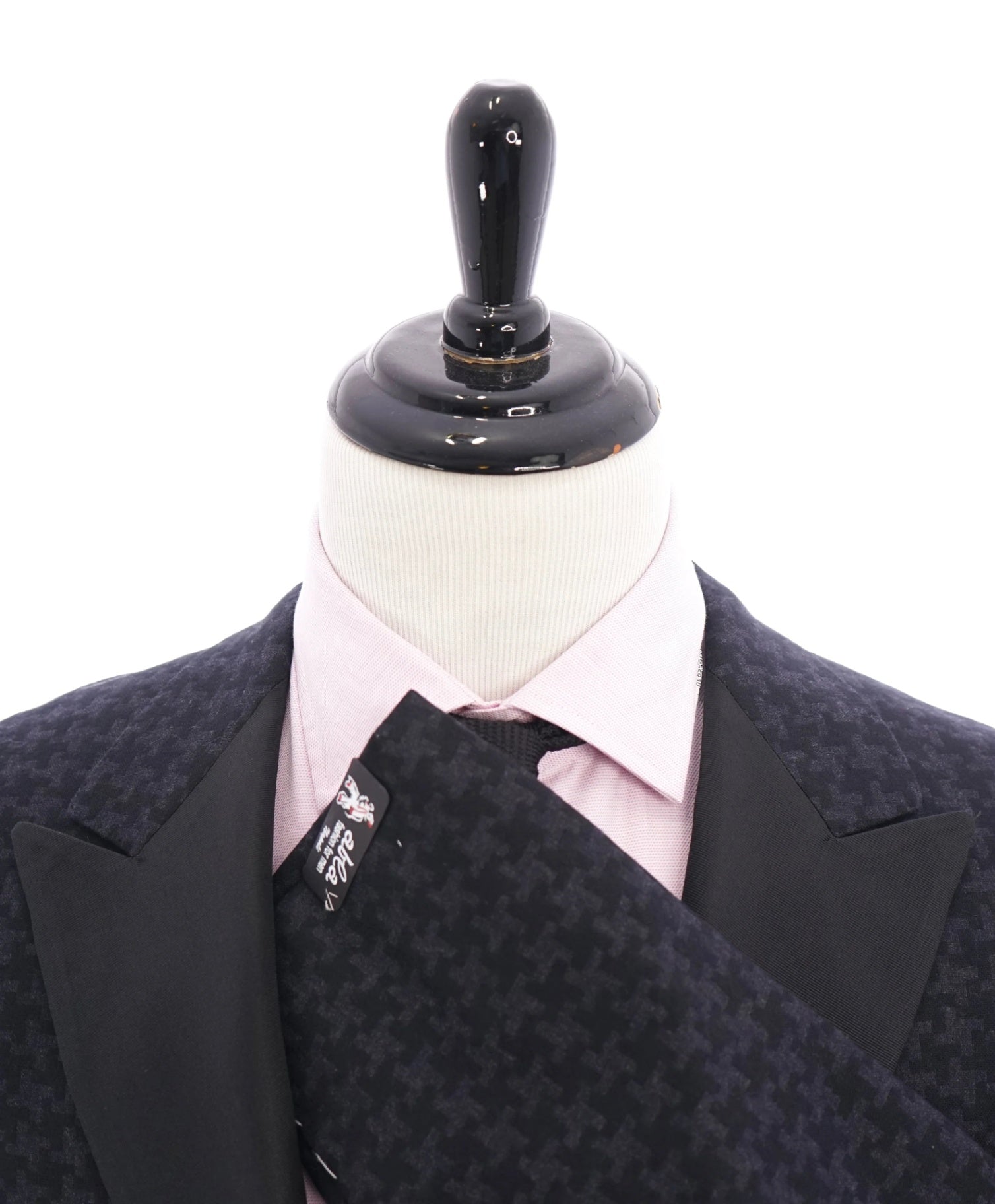 $3,895 ABLA - Wide Peak Lapel Houndstooth Blazer "TOM FORD STYLE" - 46R