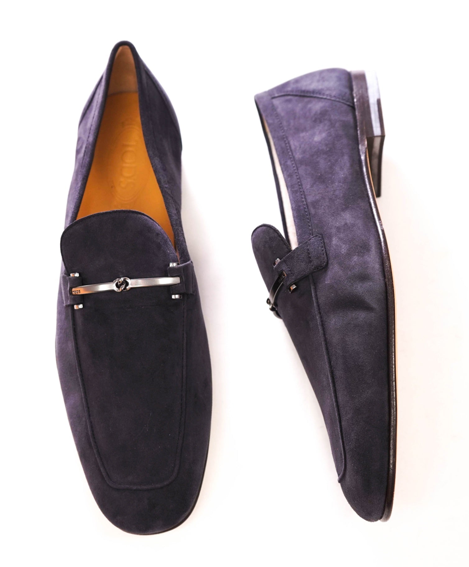 $850 TOD'S - Navy Suede Venetian Unlined Loafers - US 11.5 (UK10.5)