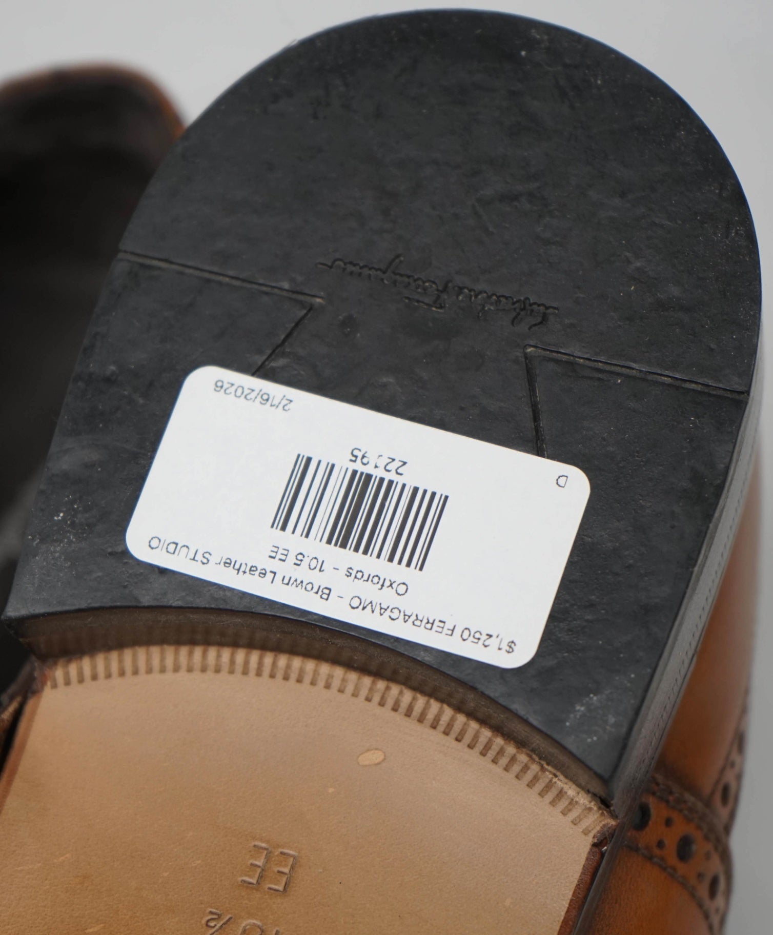 $750 FERRAGAMO - Brown Leather STUDIO Oxfords - 10.5 EE