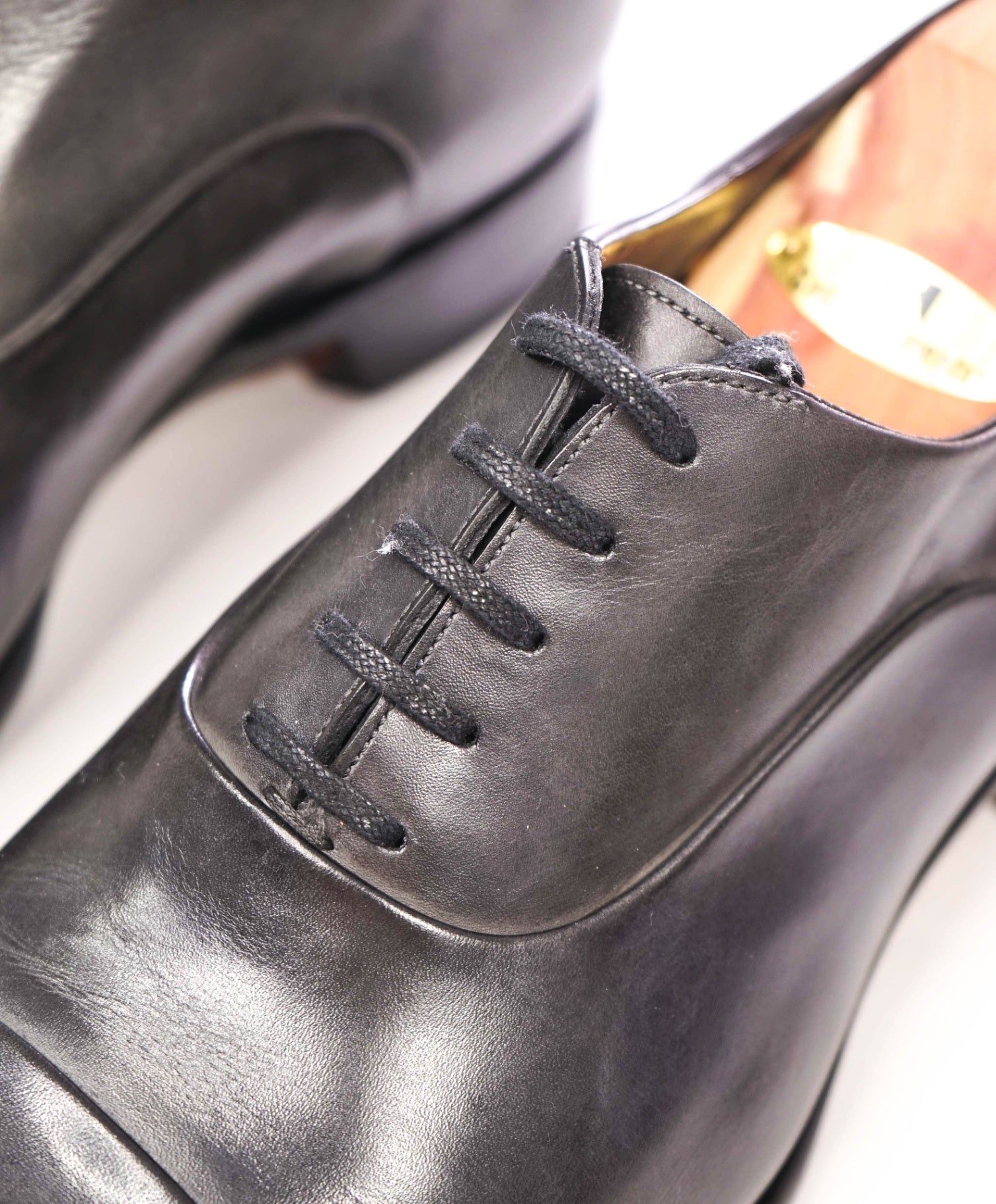 $1,320 SANTONI - ISAAC Gray "GOODYEAR" Leather Oxfords - US 9.5 (UK8.5)