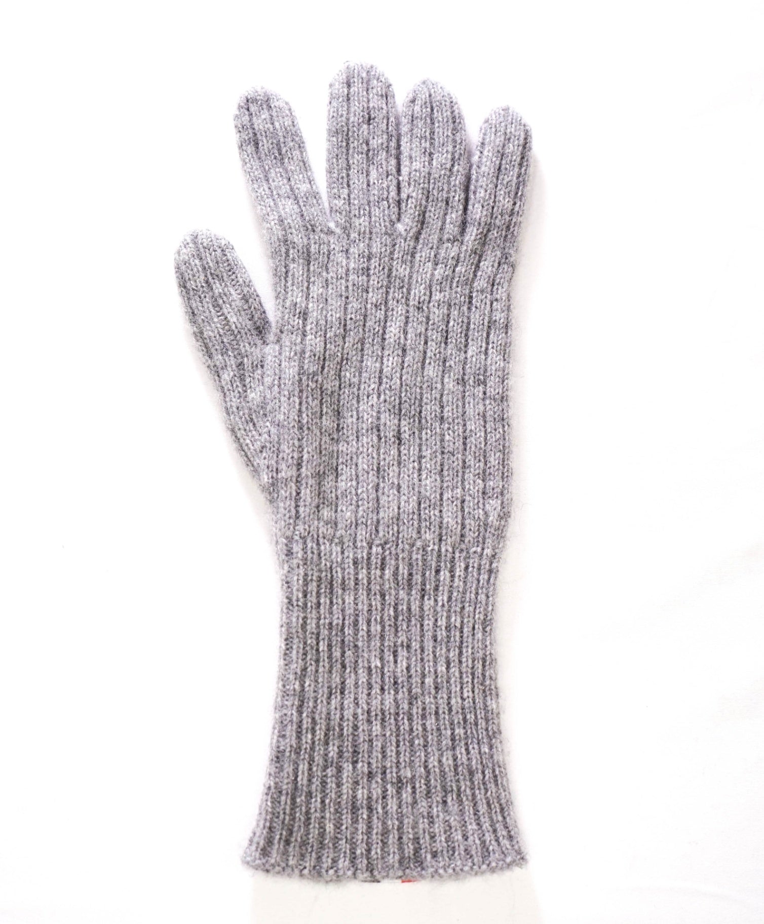 $420 THOM BROWNE - Gray Cashmere Ribbed 4-Bar Gloves - L