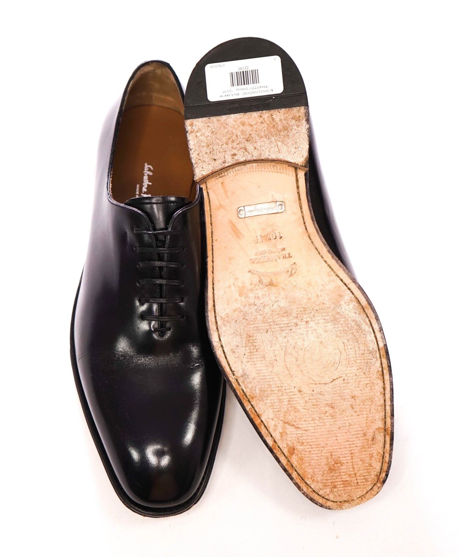 $1,395 FERRAGAMO - Black "Carmelo" "TRAMEZZA" Oxfords - 10.5 EE
