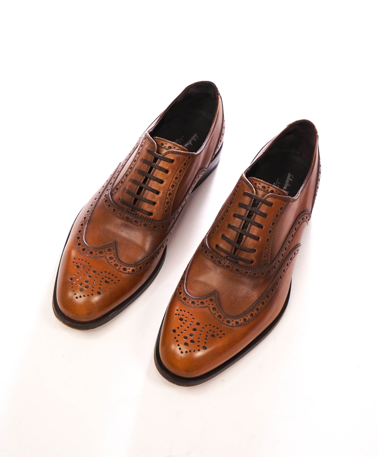 $750 FERRAGAMO - Brown Leather STUDIO Oxfords - 10.5 EE