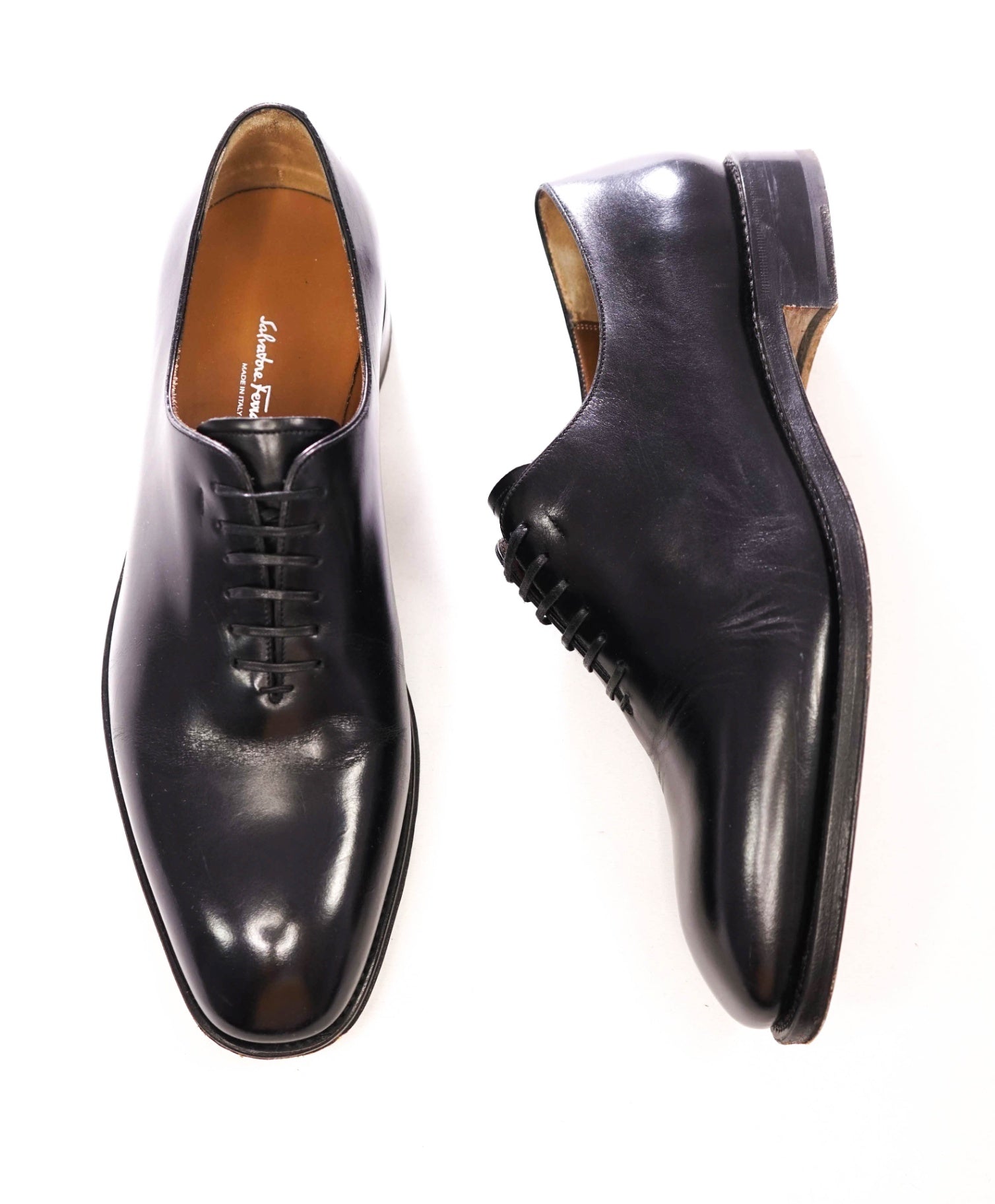 $1,395 FERRAGAMO - Black "Carmelo" "TRAMEZZA" Oxfords - 10.5 EE