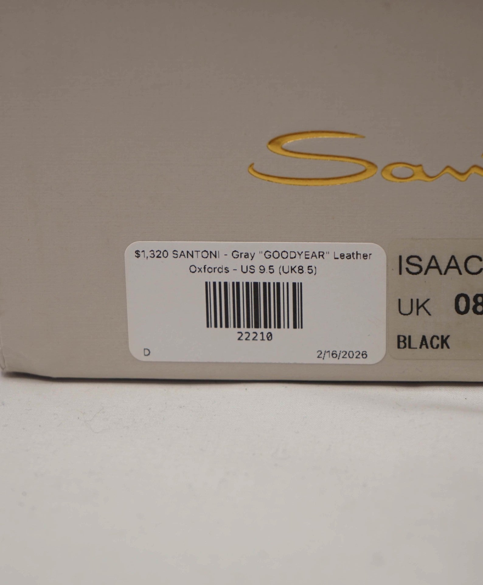 $1,320 SANTONI - ISAAC Gray "GOODYEAR" Leather Oxfords - US 9.5 (UK8.5)
