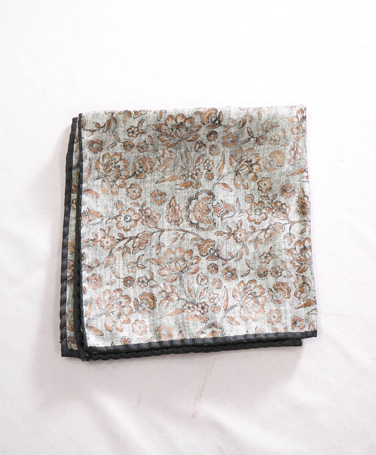 $69 SFA - Green Floral/Paisley 2 Sided Handkerchief - 12x12