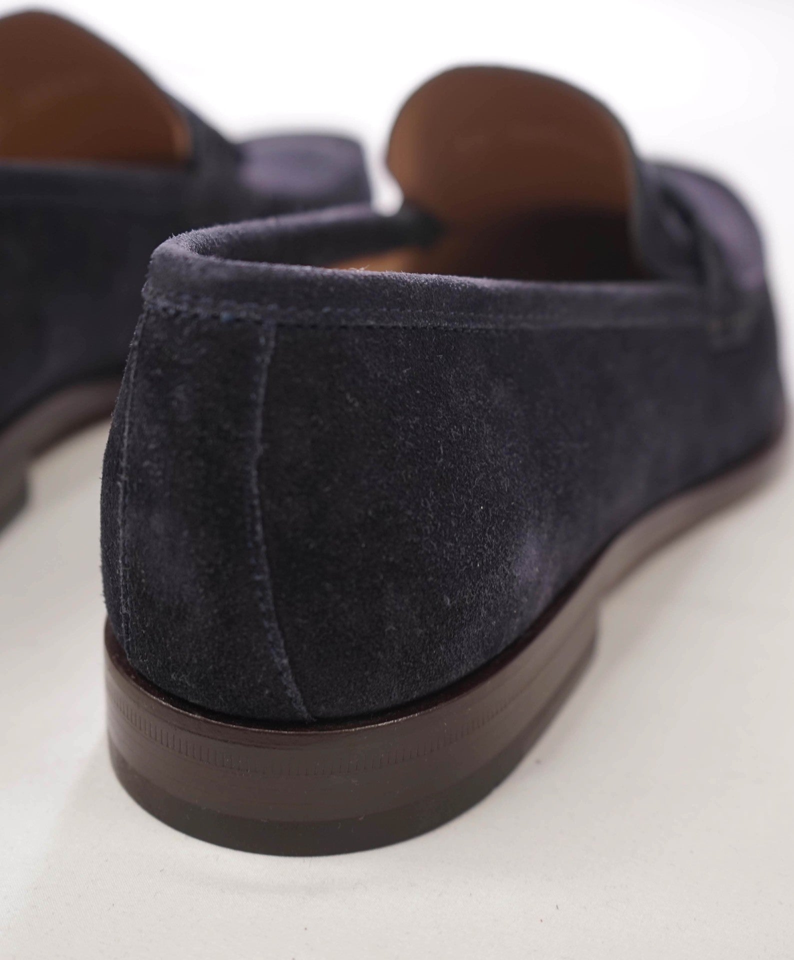$850 FERRAGAMO - "ROLO 6" Navy Blue Suede Loafers - 8 E