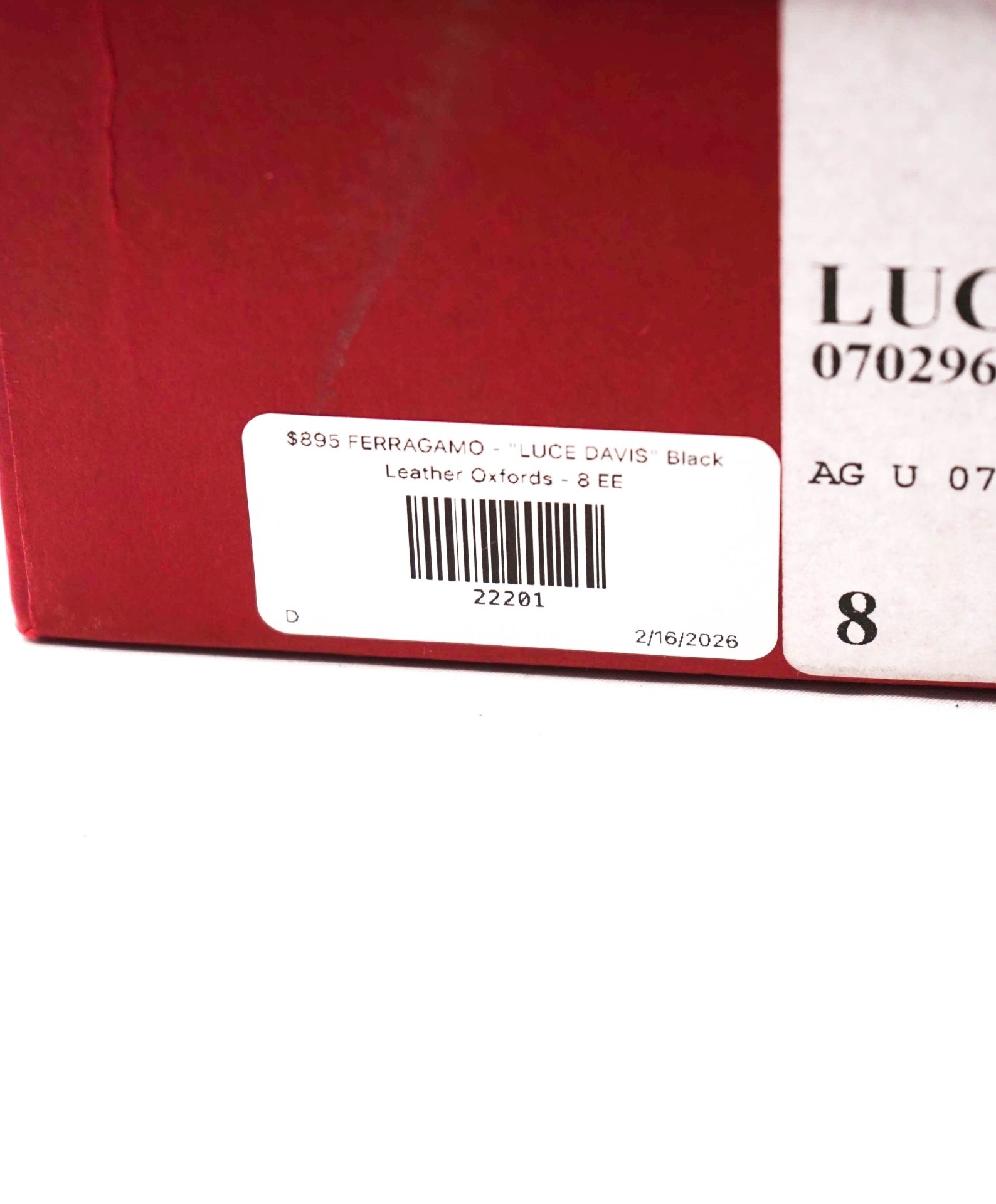 $895 FERRAGAMO - "LUCE DAVIS" Black Leather Oxfords - 8 EE