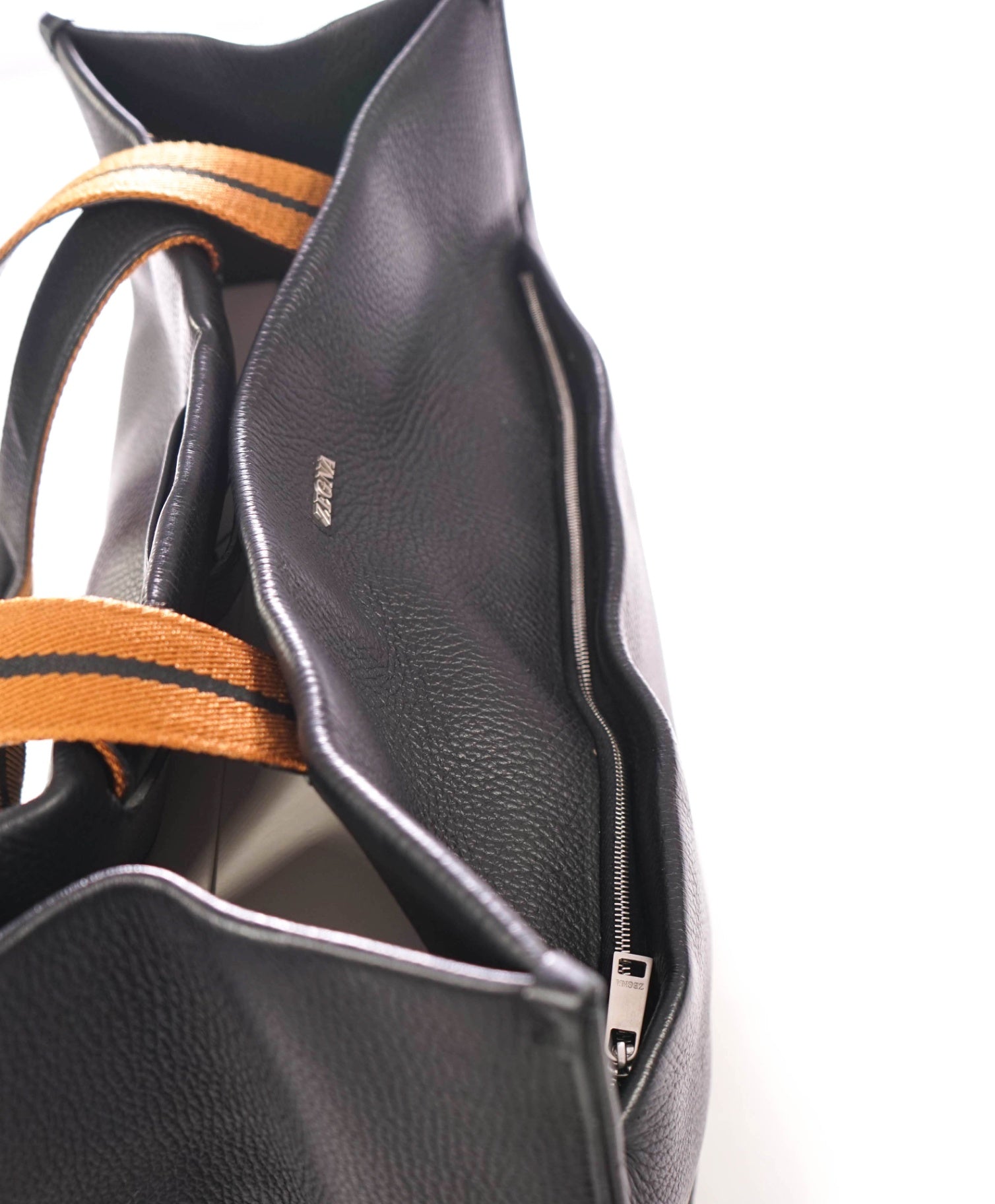 $3,000 ZEGNA - Black Deerskin Leather Tote Bag