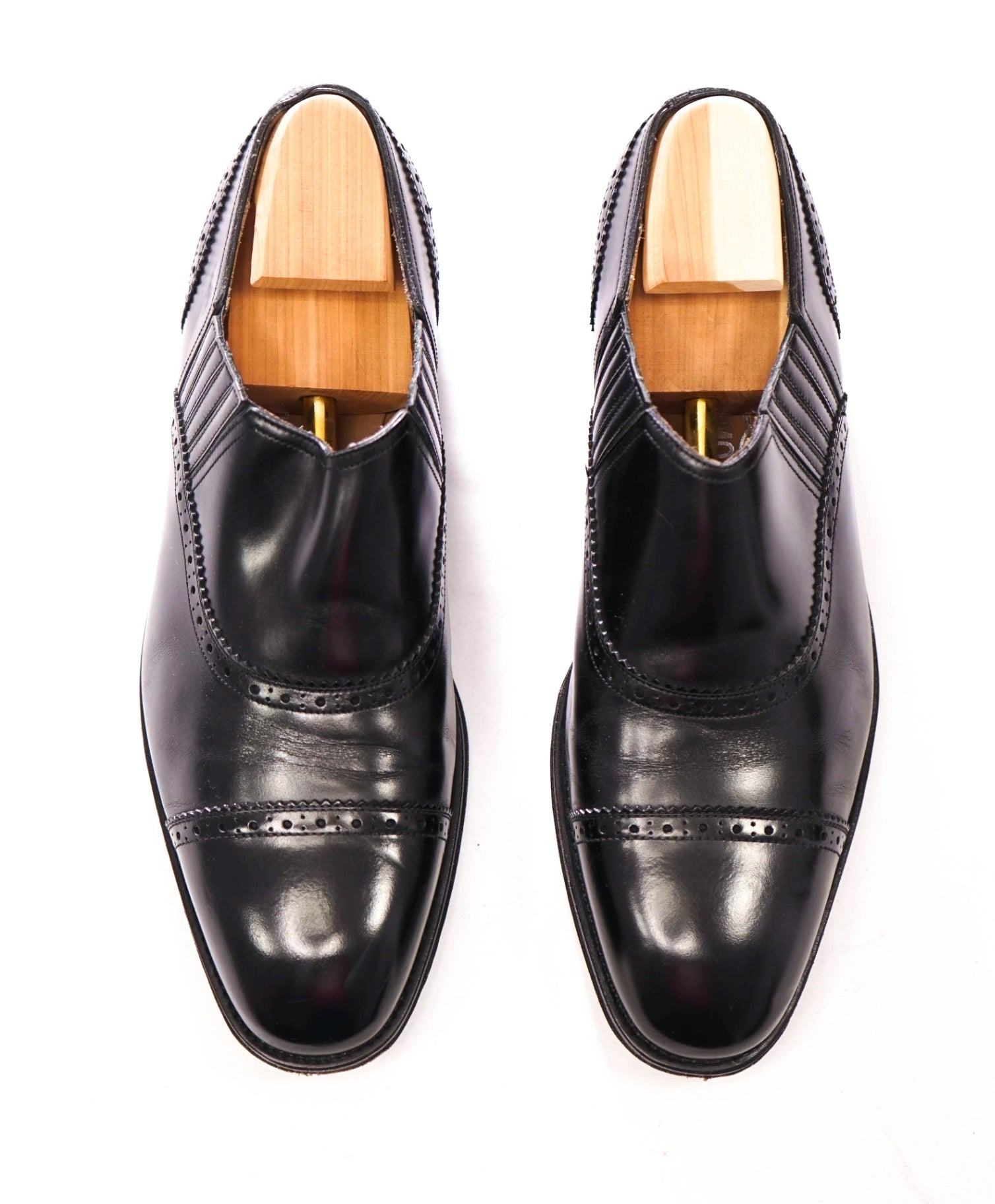 $1,295 FERRAGAMO - "TRAMEZZA" Black Leather Loafers - 10 3E