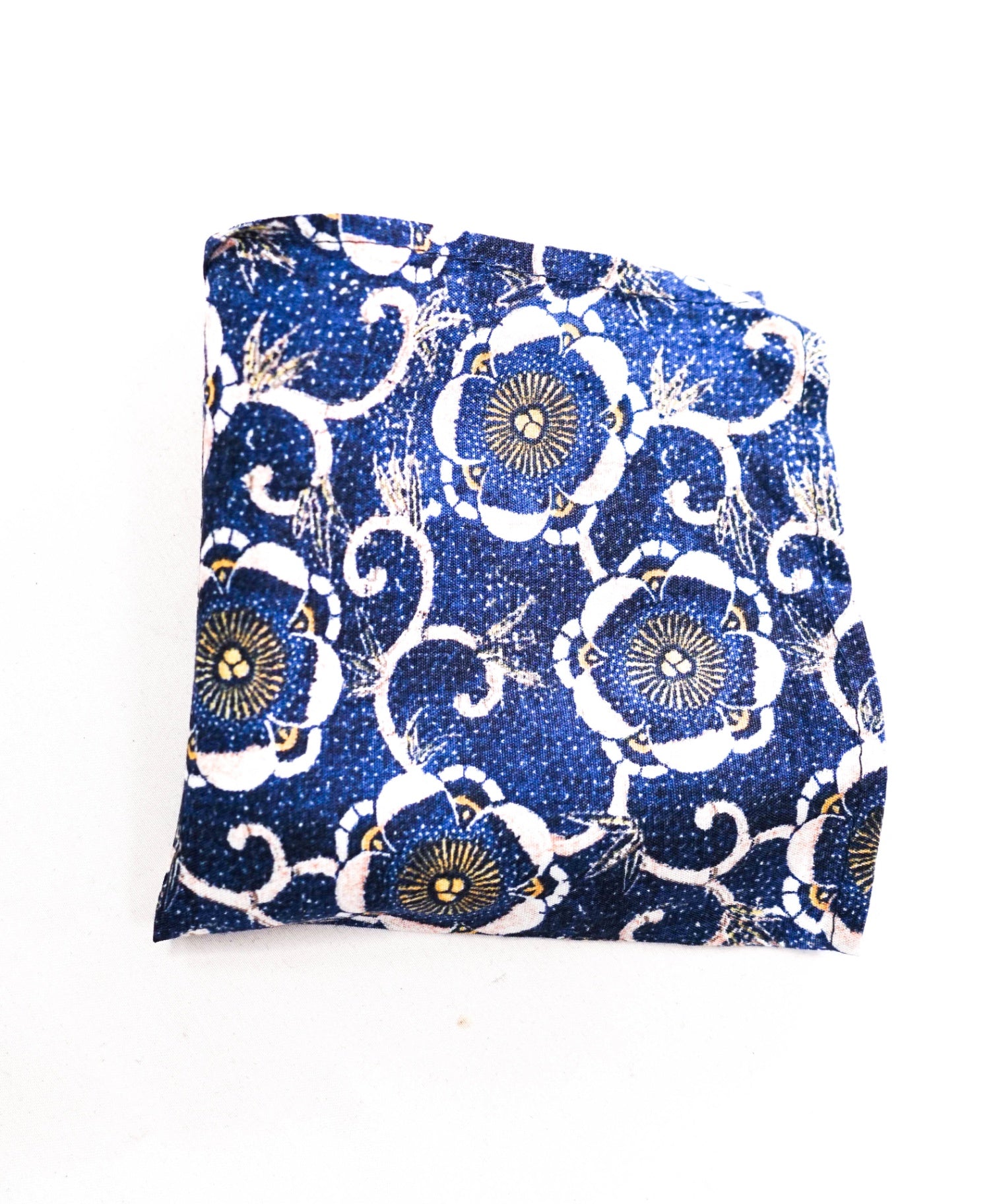 $69 SFA - Navy Blue Floral Handkerchief - 9x8.75