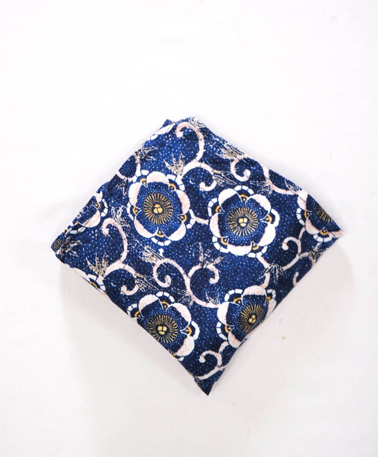$69 SFA - Navy Blue Floral Handkerchief - 9x8.75