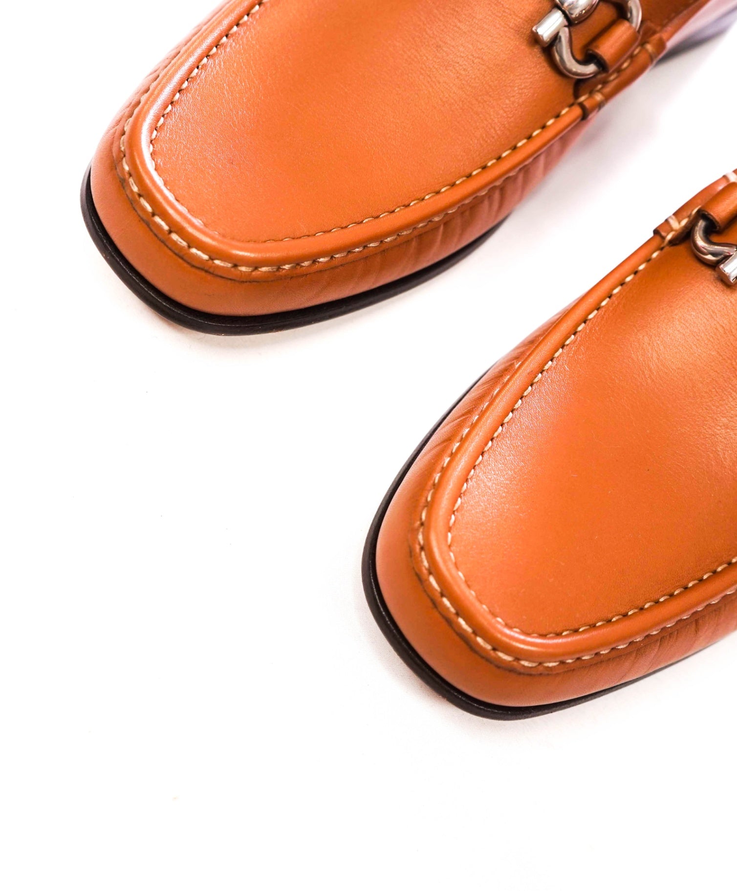 $795 FERRAGAMO - "GIORDANO" Brown Leather Loafers - 8 EE