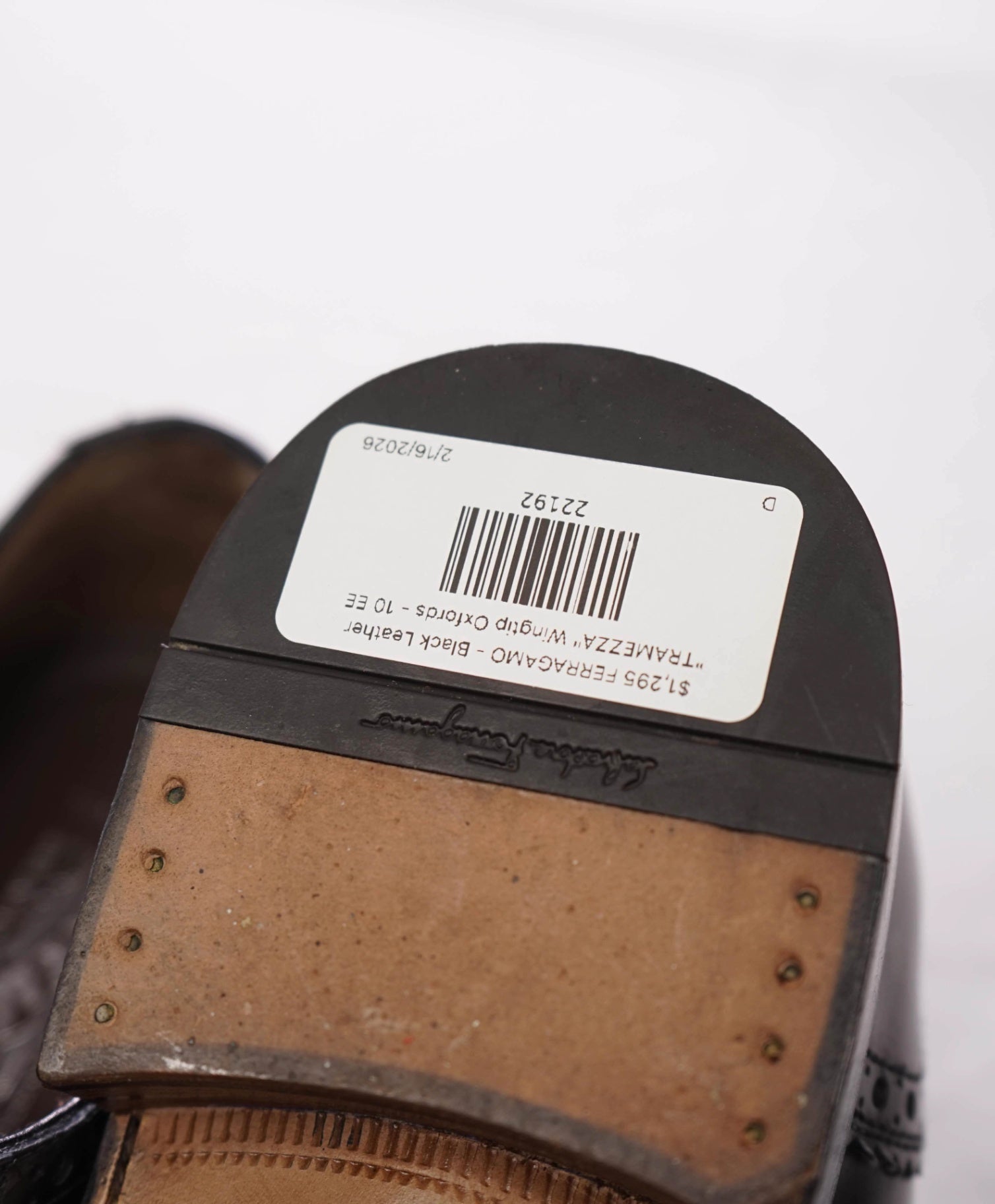 $1,295 FERRAGAMO - Black Leather "TRAMEZZA" Wingtip Oxfords - 10 EE